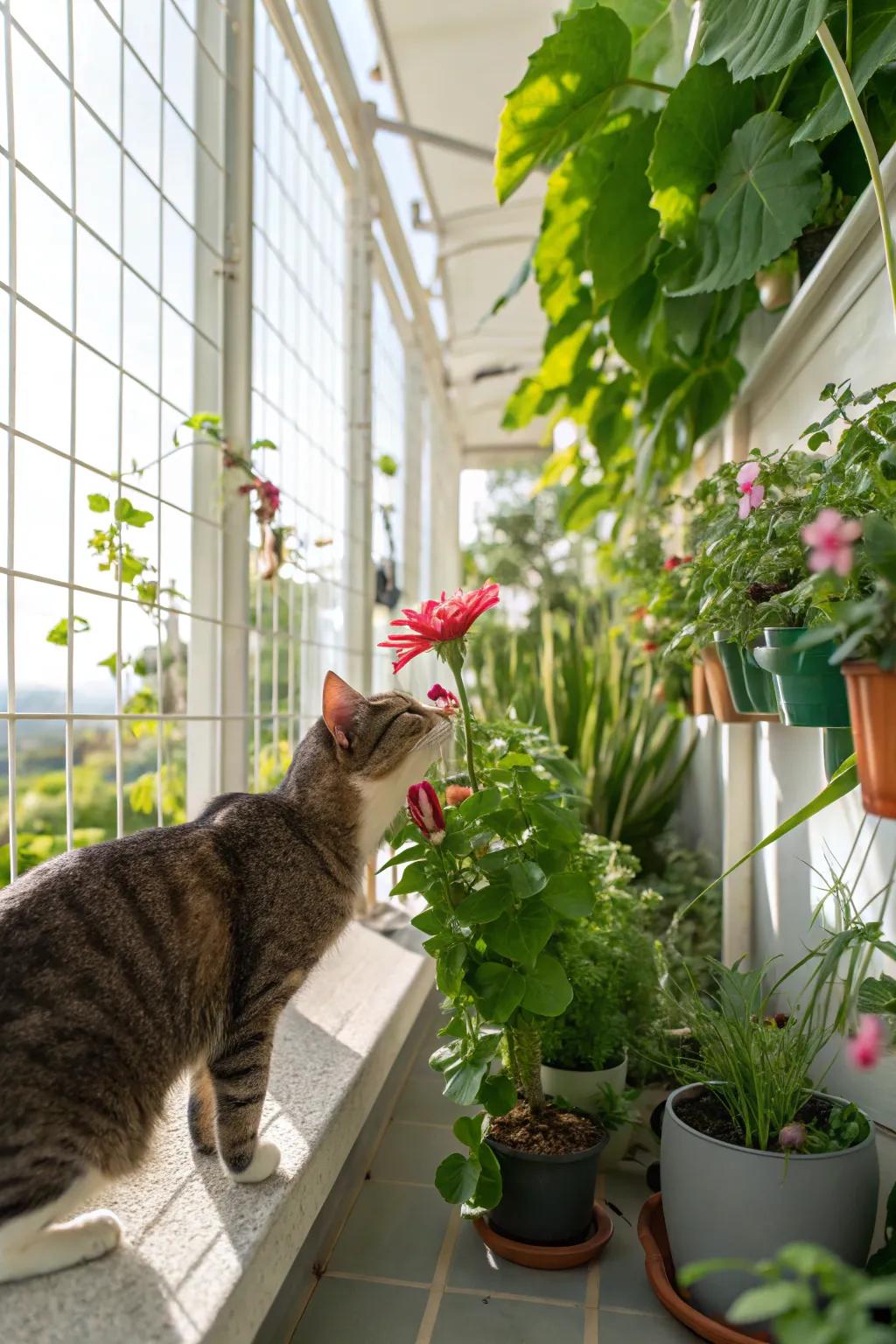 Incorporate greenery for a refreshing and natural catio environment.