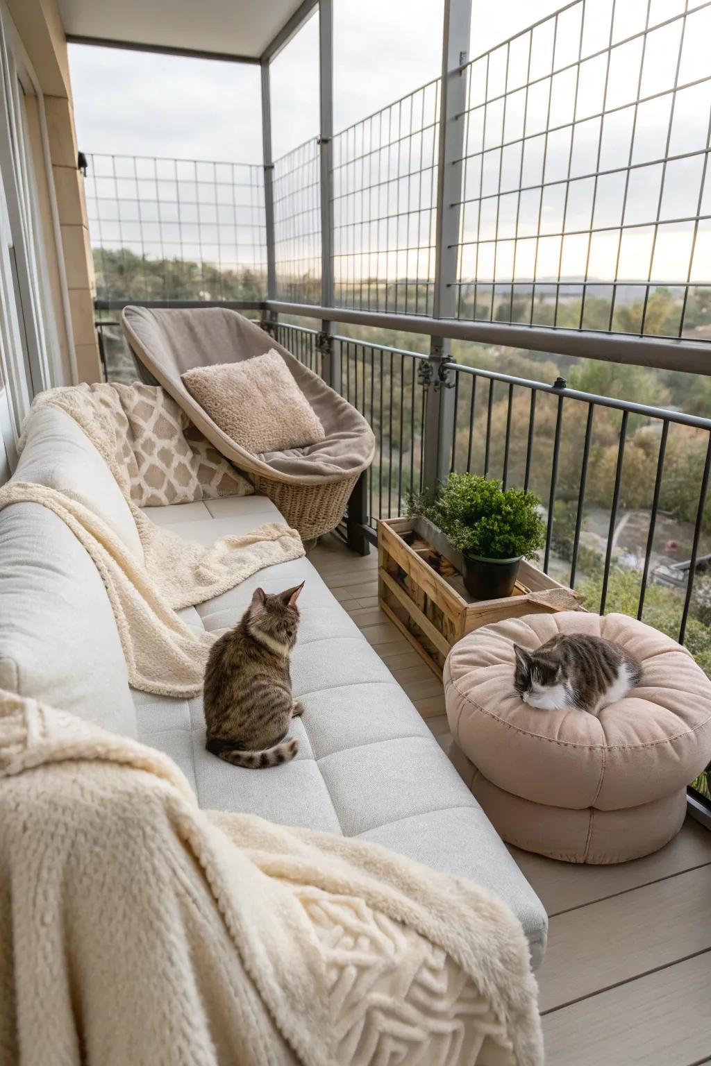 A luxury lounge catio offers the ultimate comfort for your feline.