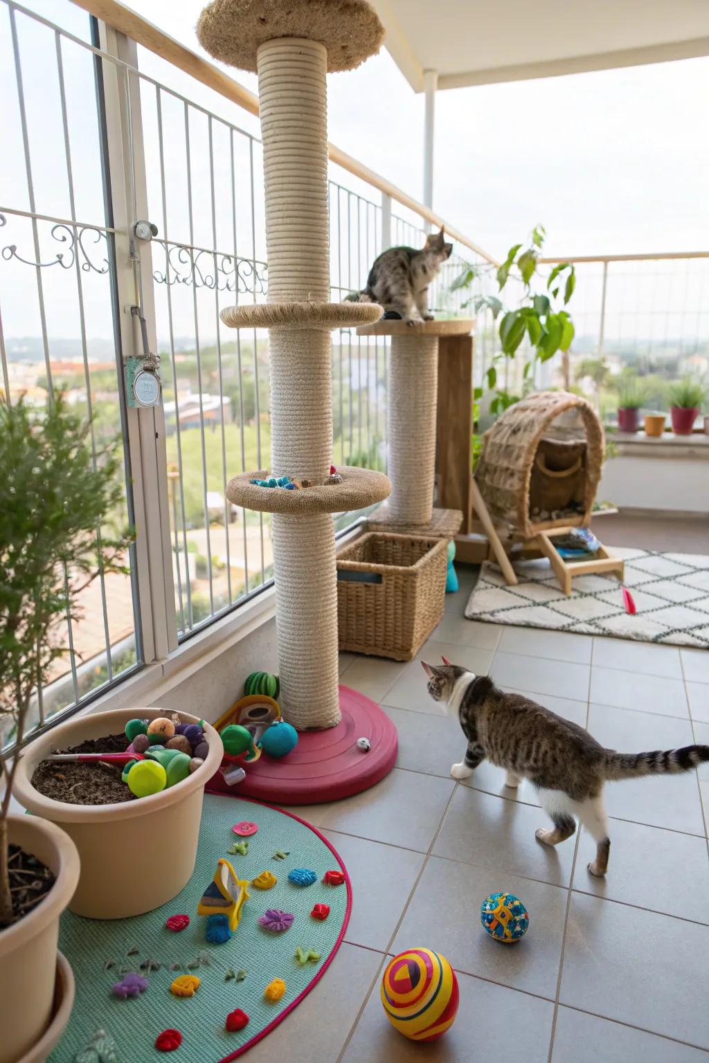 An interactive play zone keeps your cat mentally and physically stimulated.