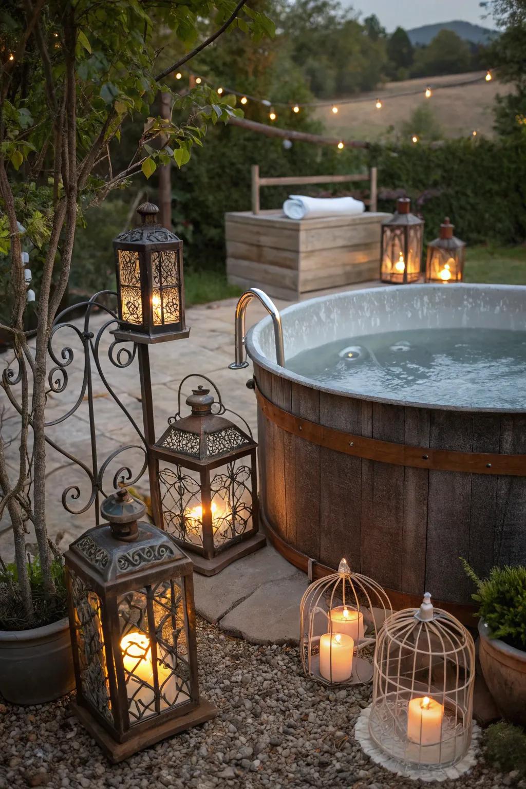 Add a timeless touch with vintage elegance in your hot tub design.