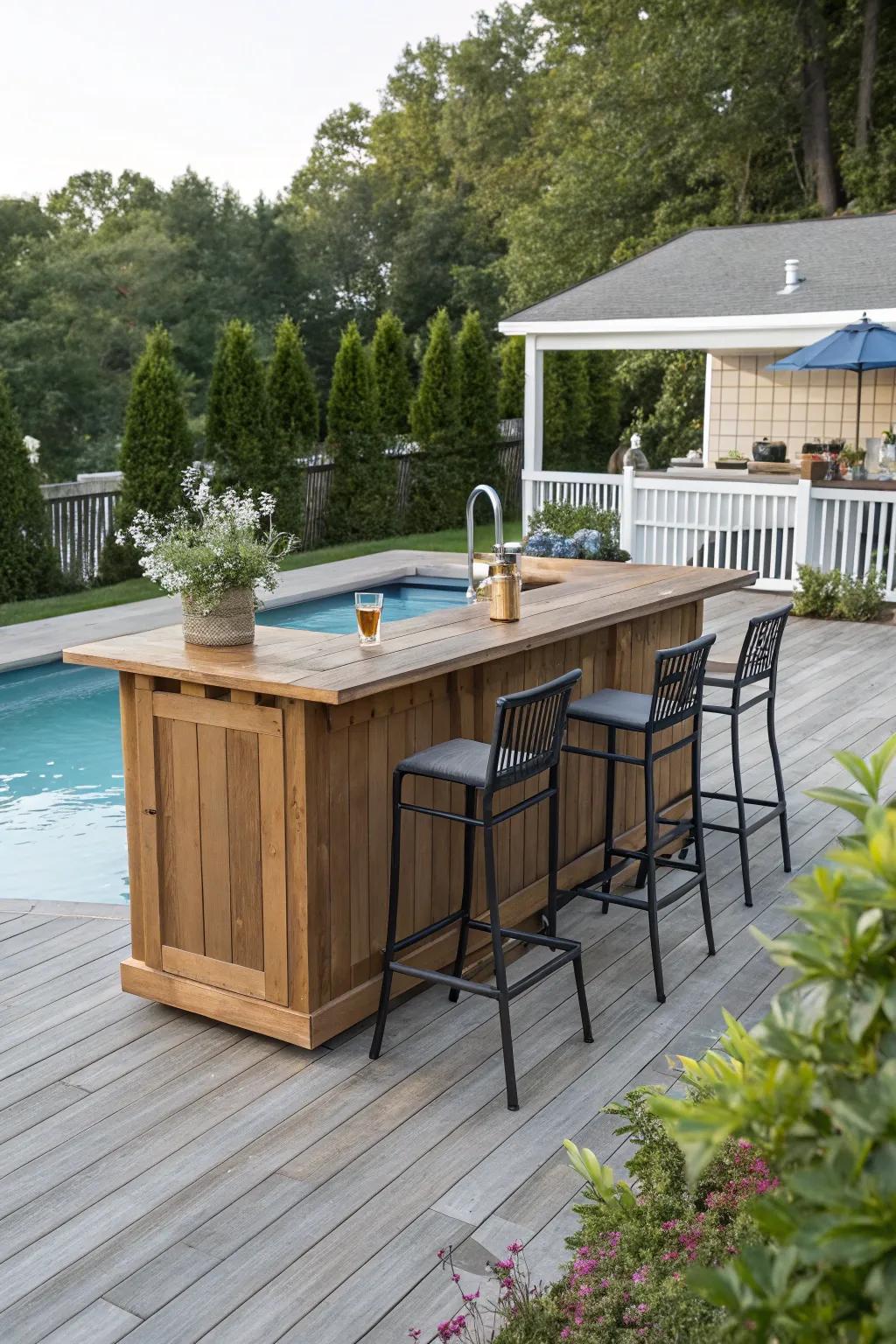 Mini bars add convenience and style poolside.