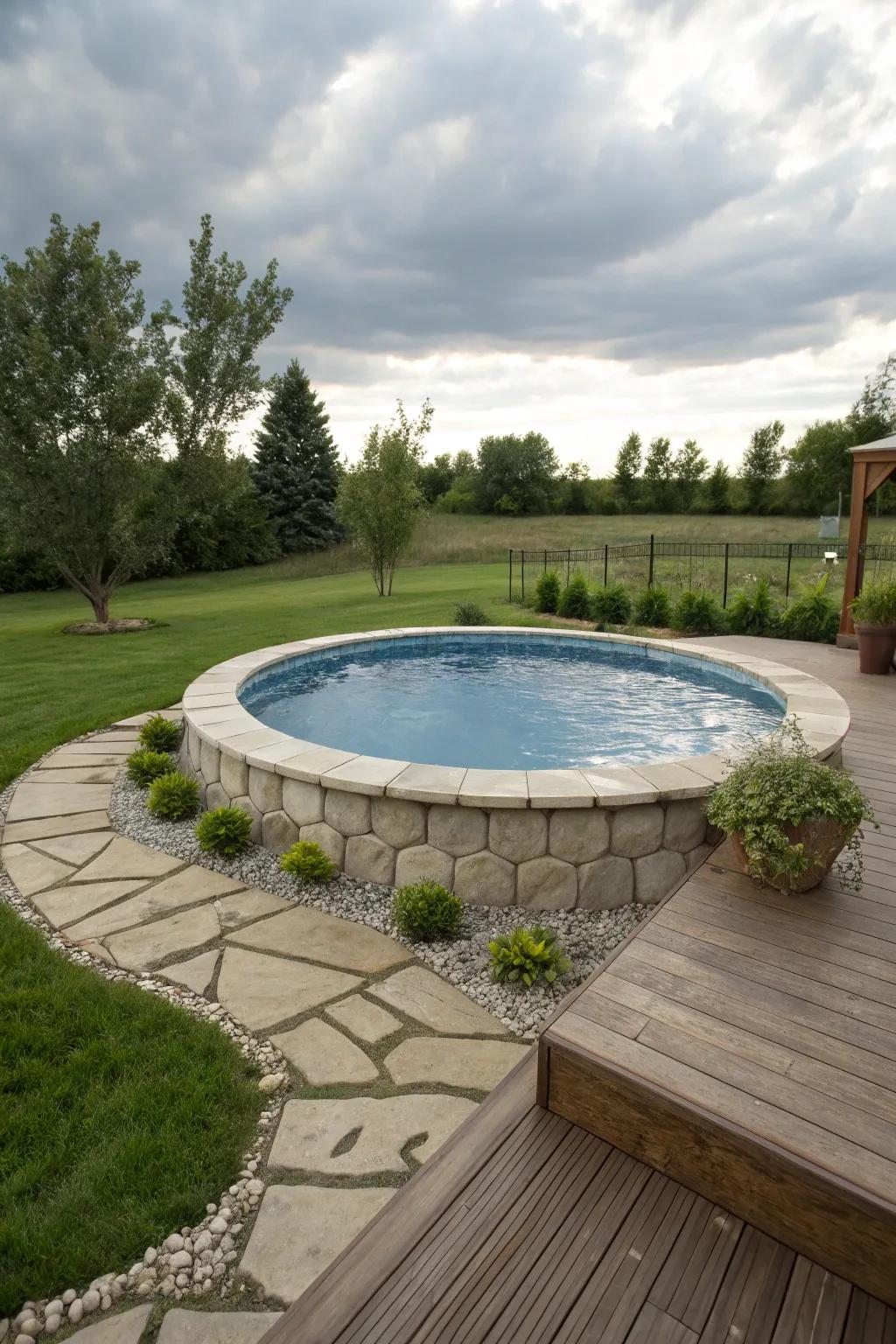 Use decorative stones to elevate the visual appeal of pool decks.