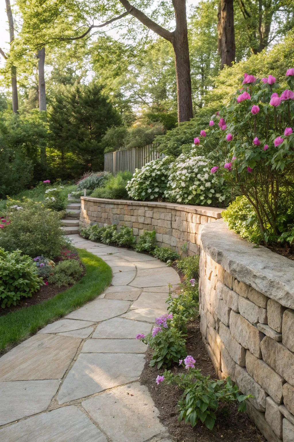 Natural stone adds timeless elegance to your garden corner.