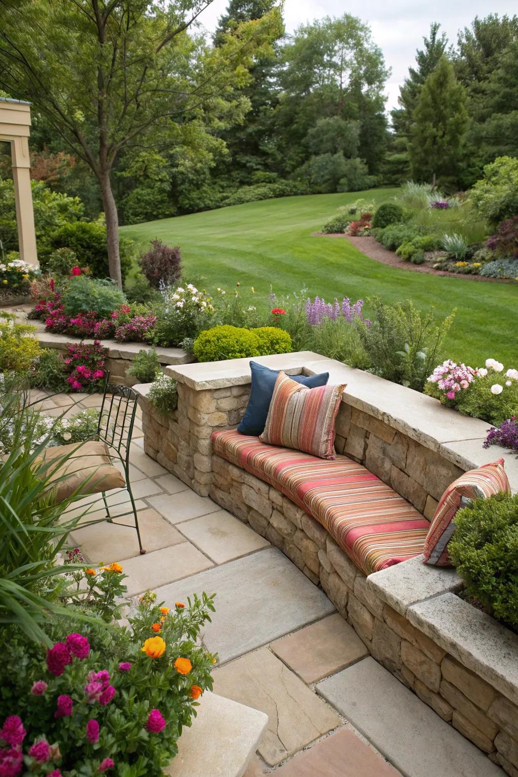 Integrated seating provides comfort and style.