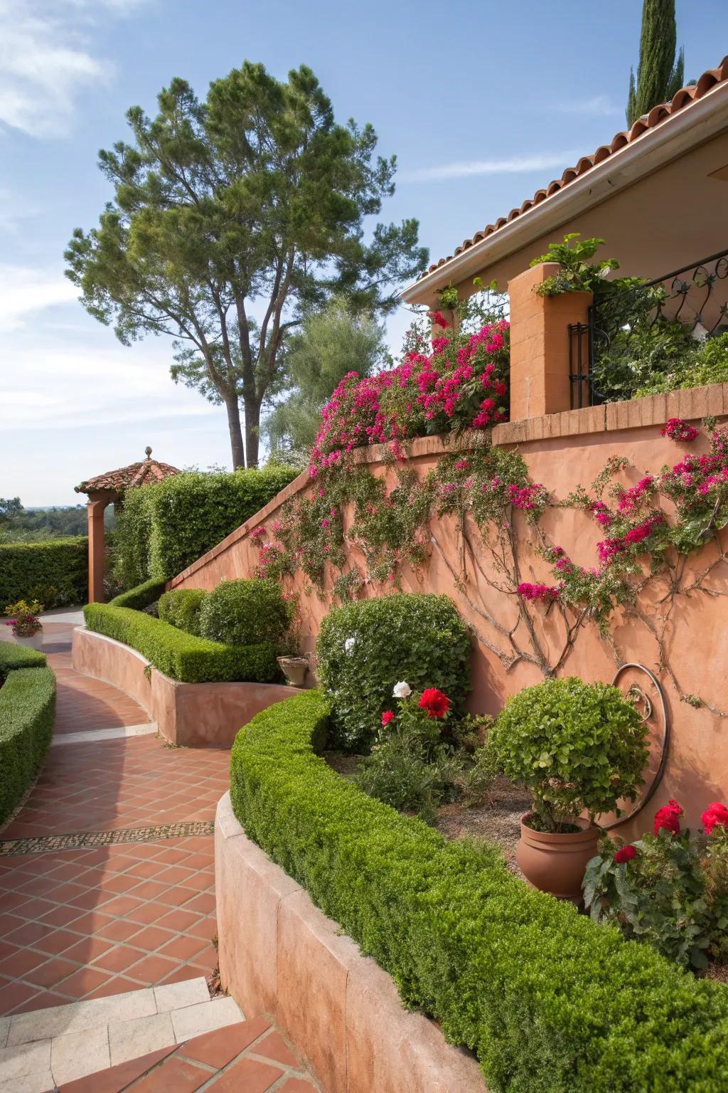 Terracotta blocks offer a warm, sunny ambiance.