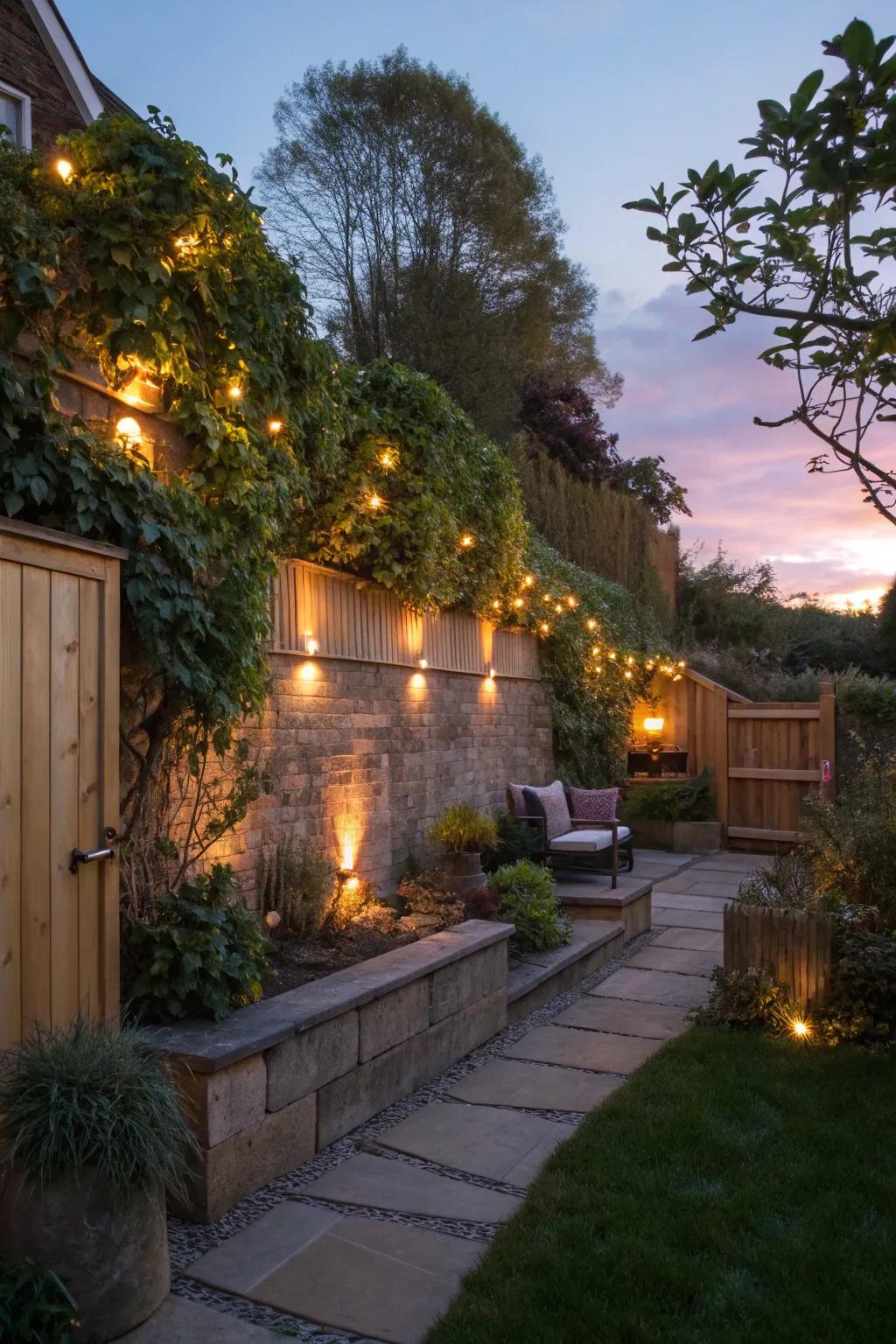 Integrated lighting adds an enchanting evening glow.