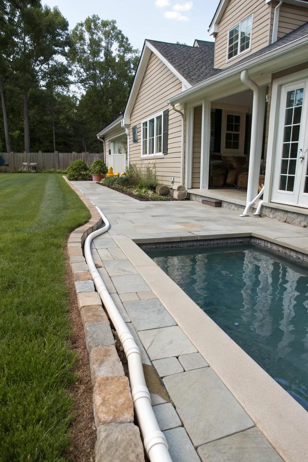 Integrate pool drainage with your home's system.
