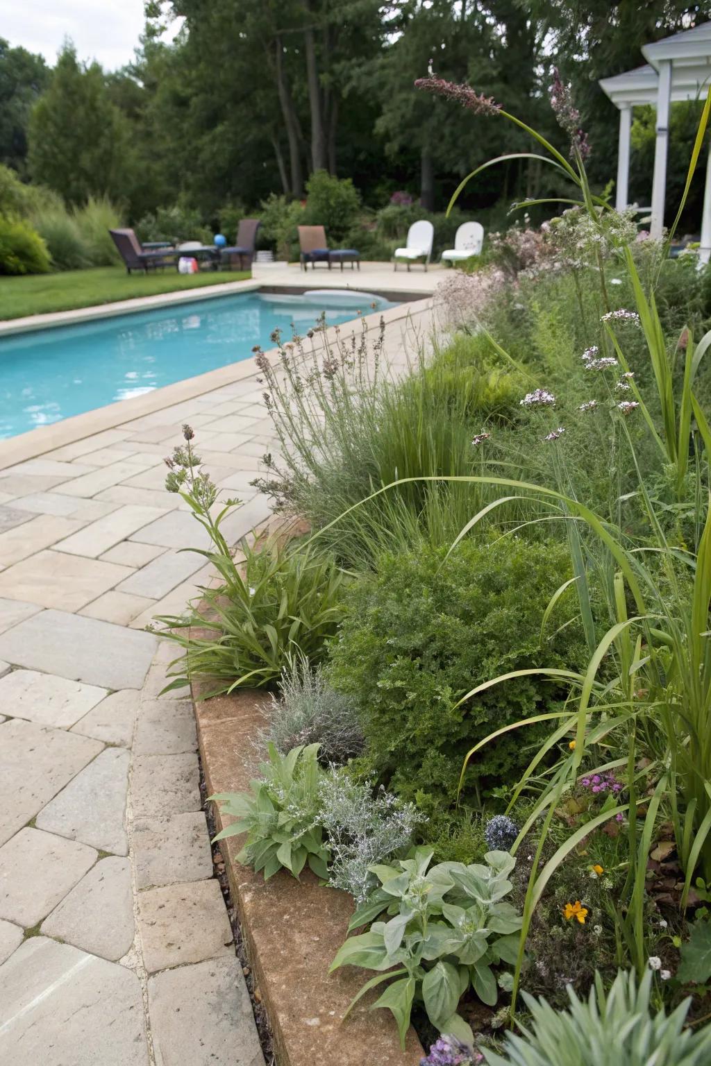 Buffer zones featuring hardy plants.
