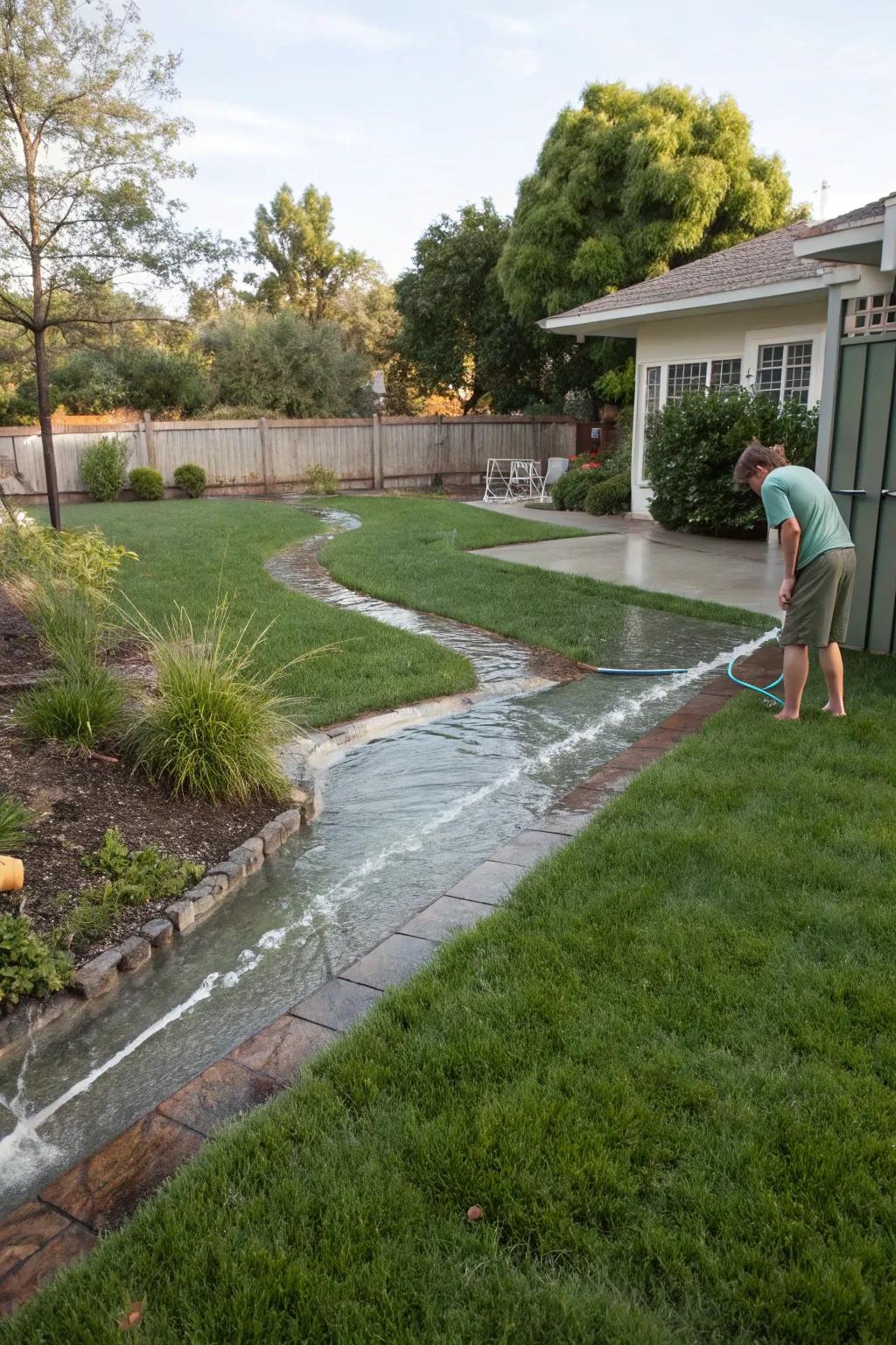 Functional and decorative water swales.