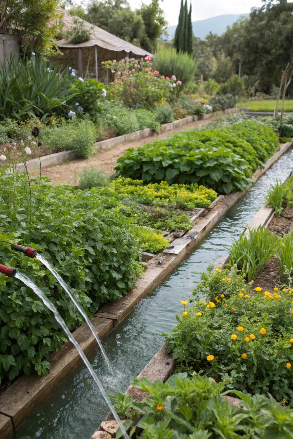 Recycle pool water to nourish plants.