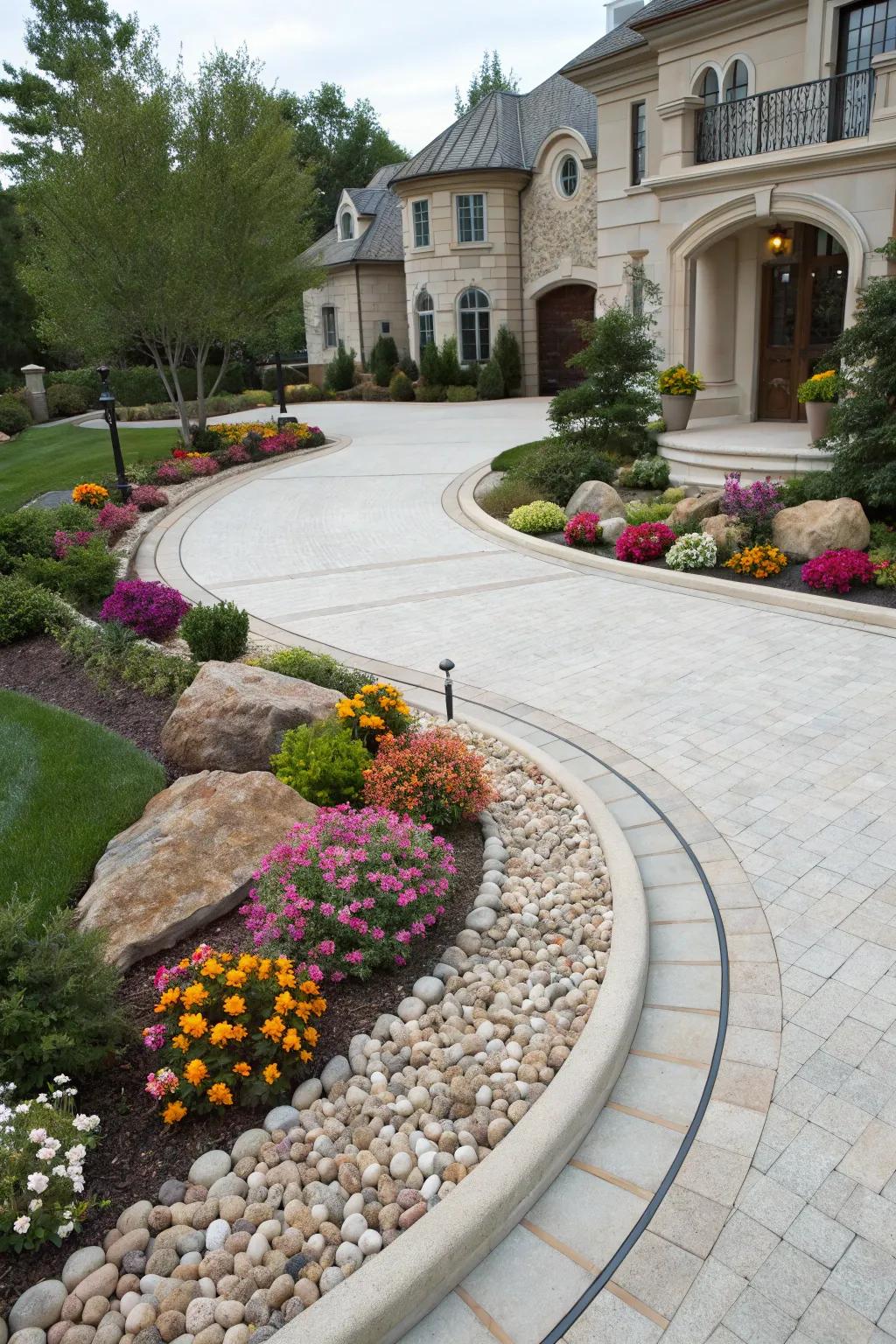 A circular driveway that combines style and functionality.