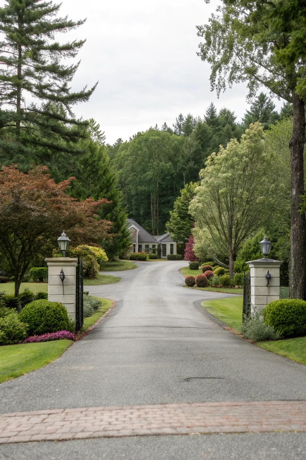 A Y-shaped driveway for flexible vehicle movement.