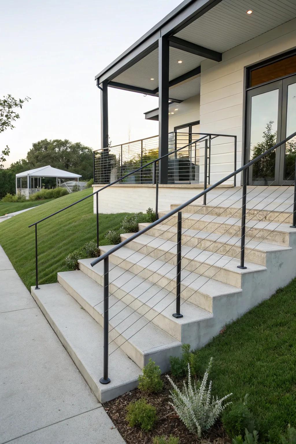 Cable railings are perfect for a sleek, minimalist look.