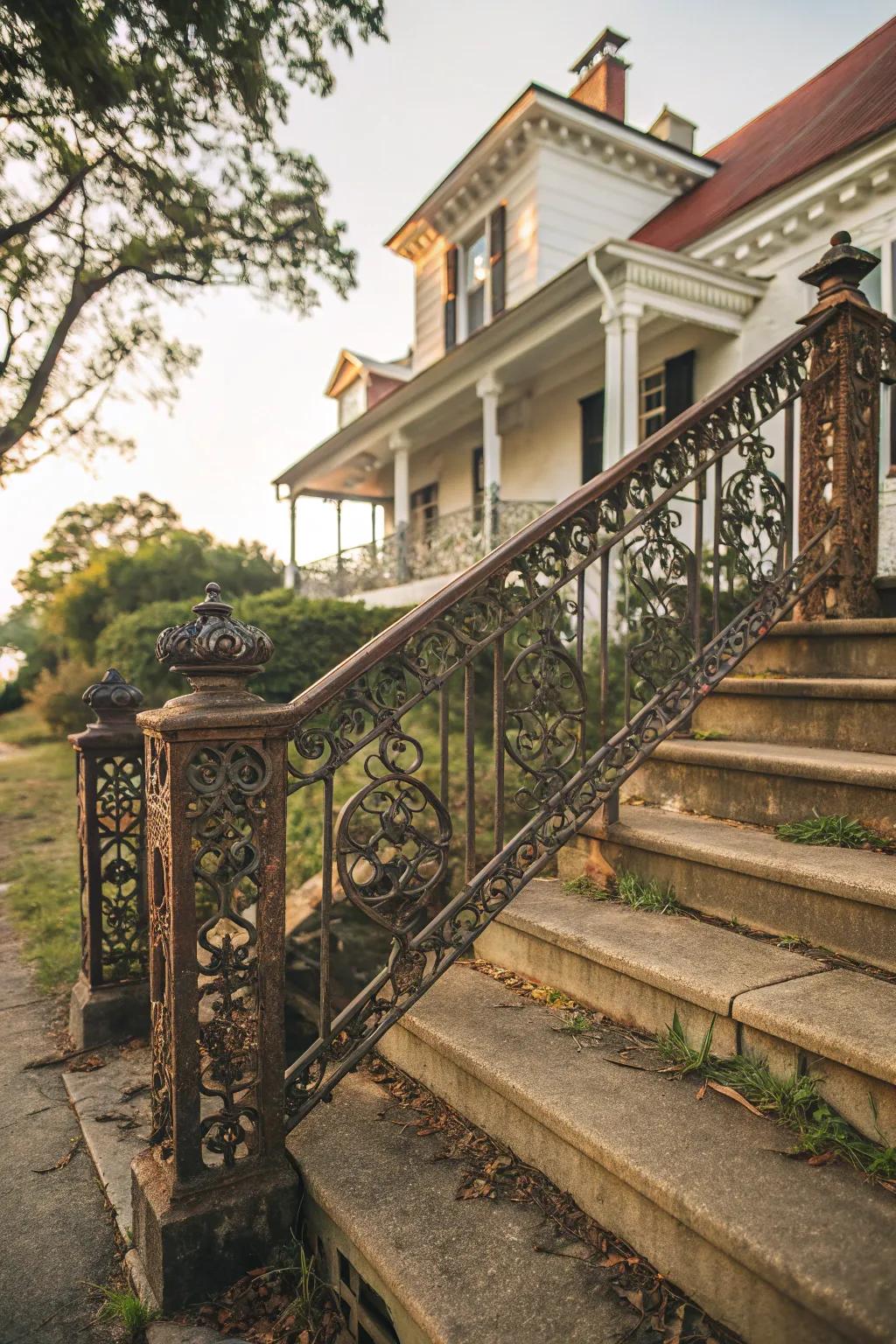 Vintage ironwork railings bring historic elegance to any setting.