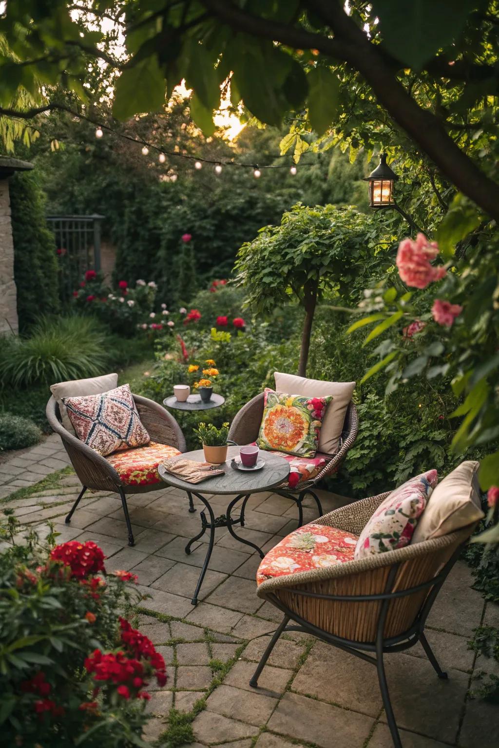 Transform a small garden space with cozy seating.