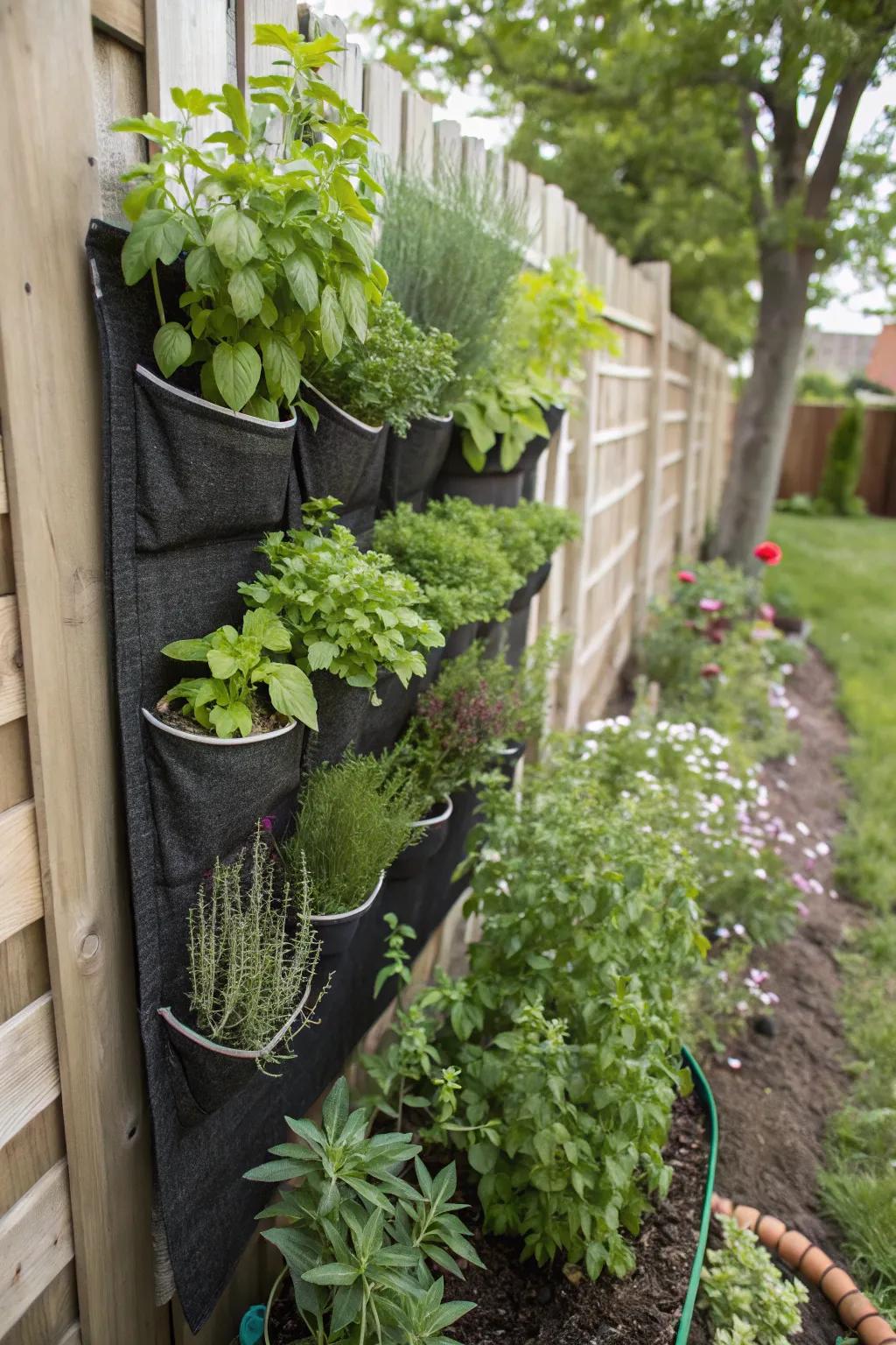 A vertical herb wall is both practical and beautiful.