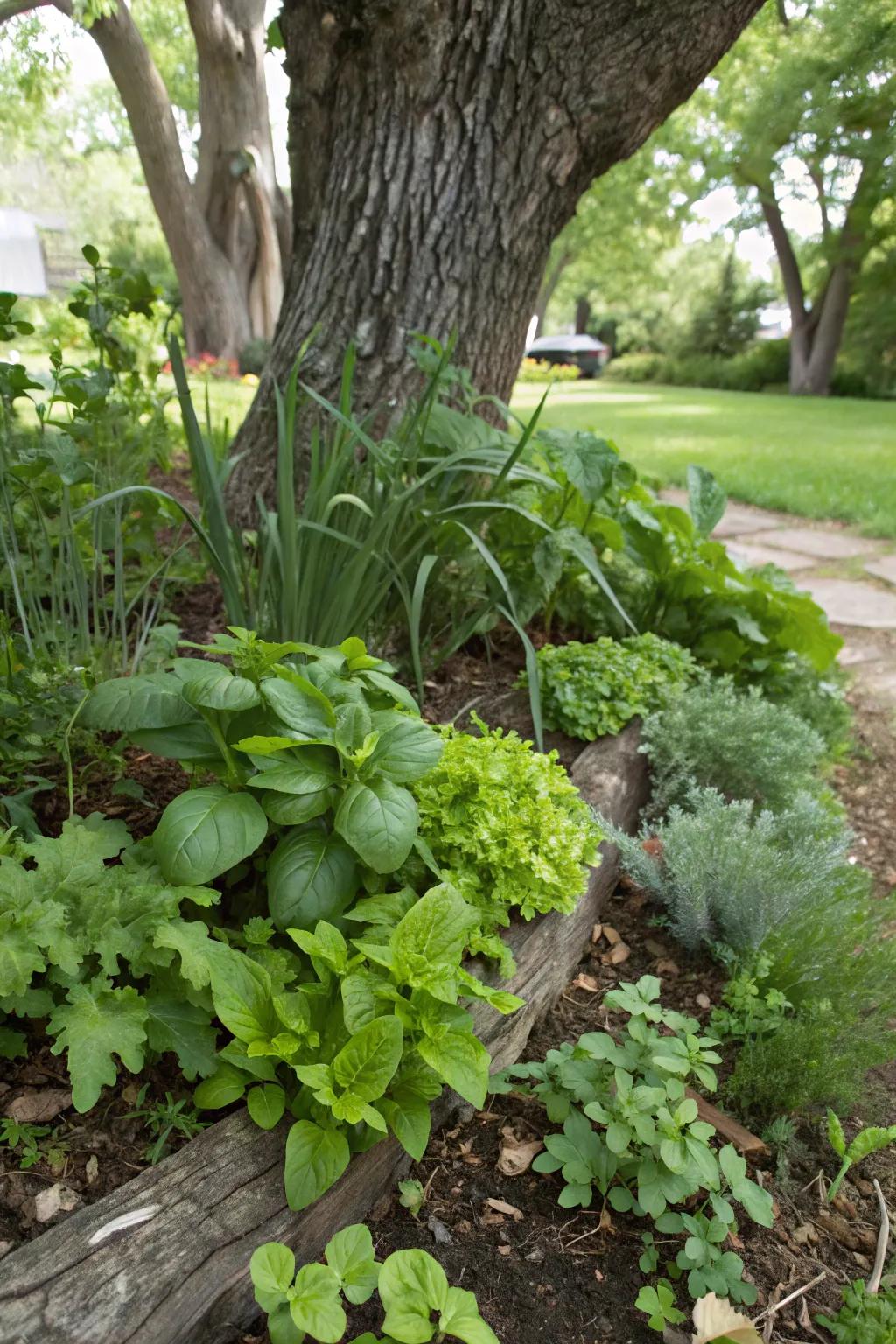 Edible plants add a functional twist to your under-tree garden.