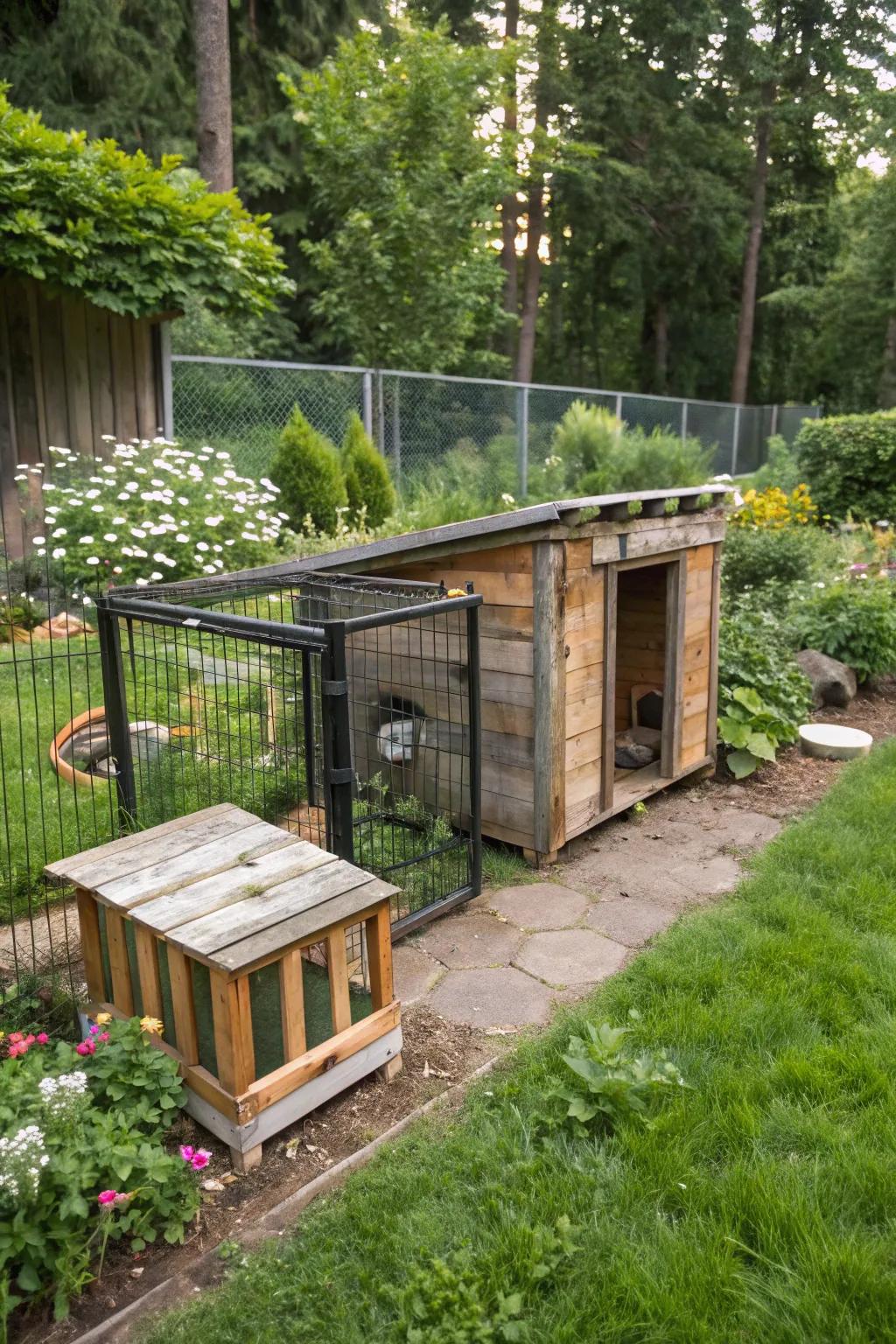 An eco-friendly kennel made from sustainable materials.