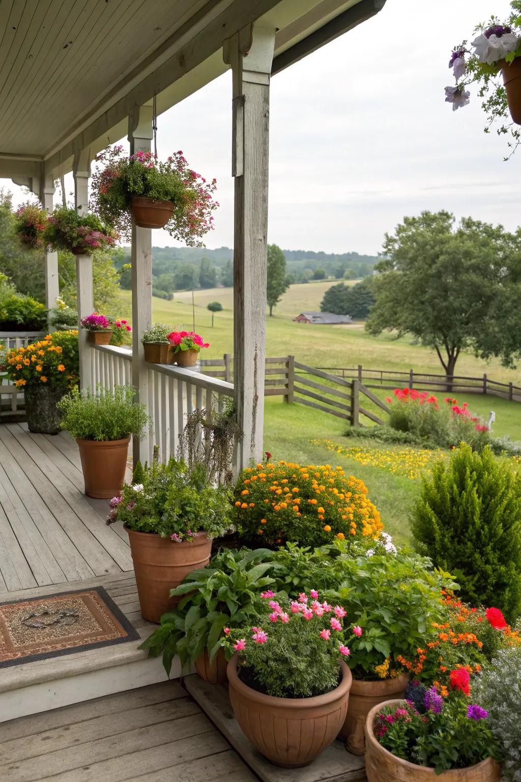A lush green oasis on a farmer's porch.