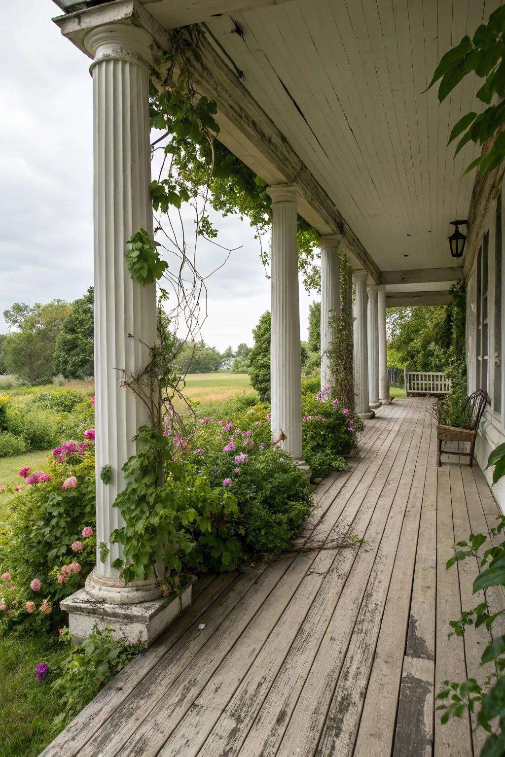 Elegant columns add a touch of class to the porch.