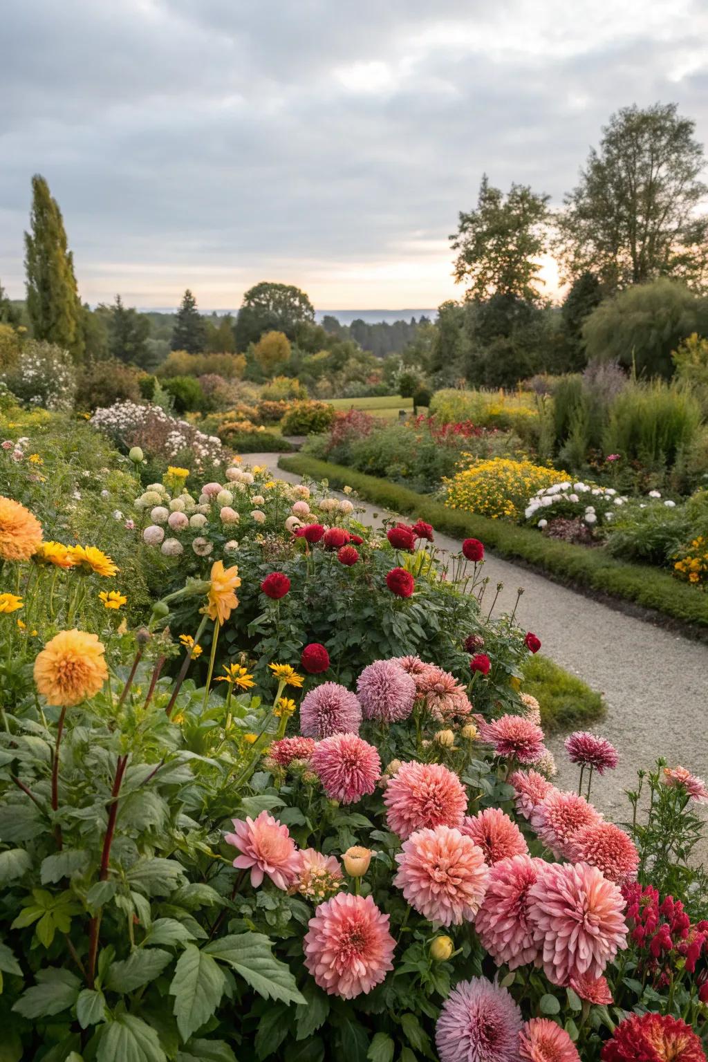 A garden showcasing blossoms throughout different seasons.