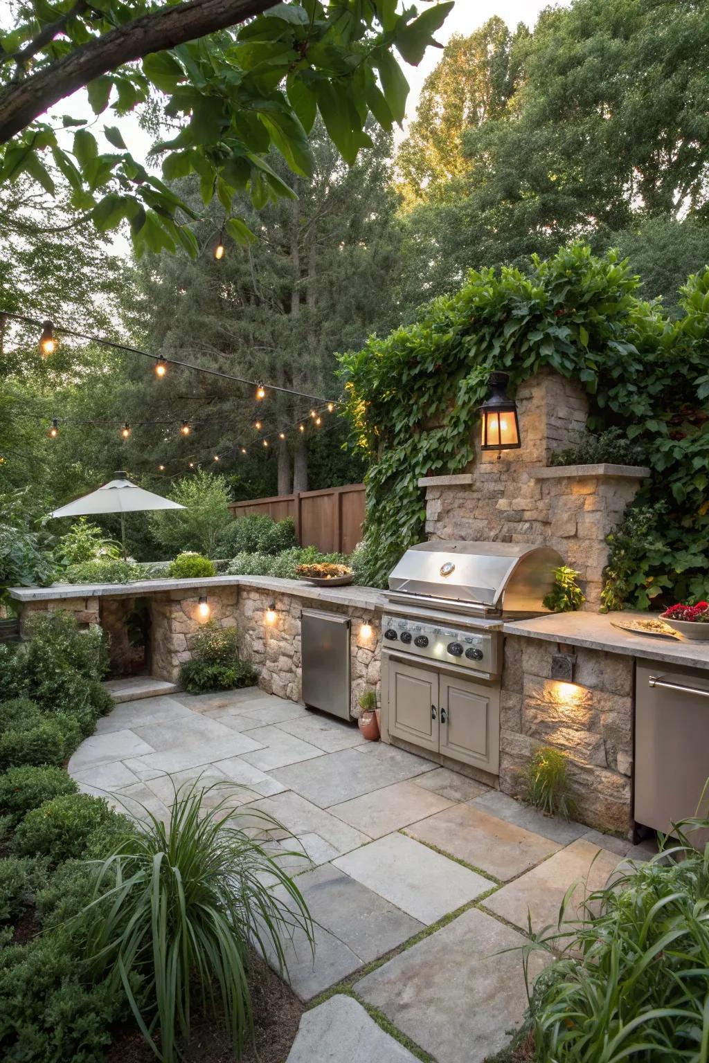 Create unity by seamlessly blending kitchen with outdoor landscape.