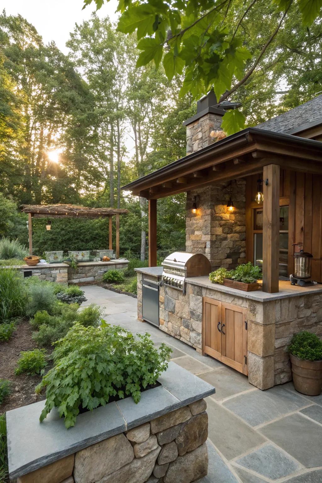Natural stone delivers rustic elegance and durability.