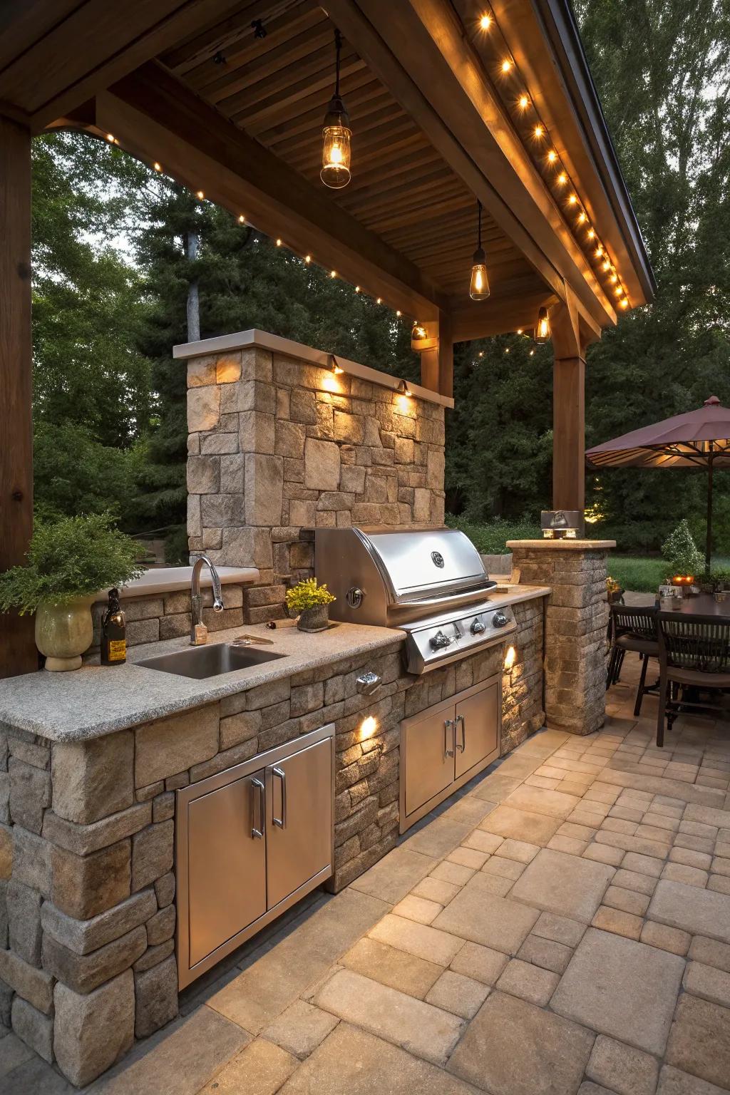 Make grilling the heart of your corner kitchen space.