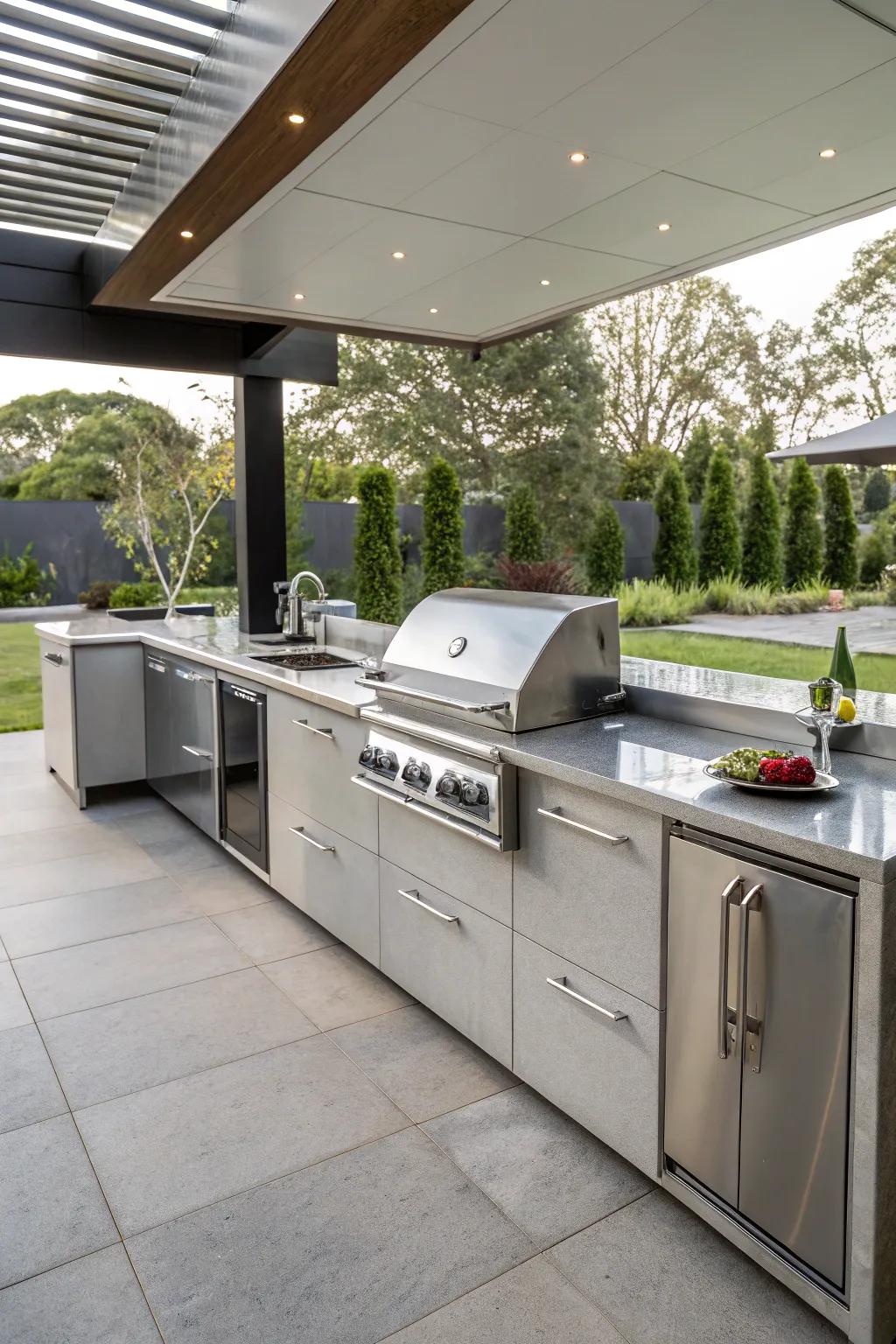 Expansive counter space is key for efficient outdoor cooking.