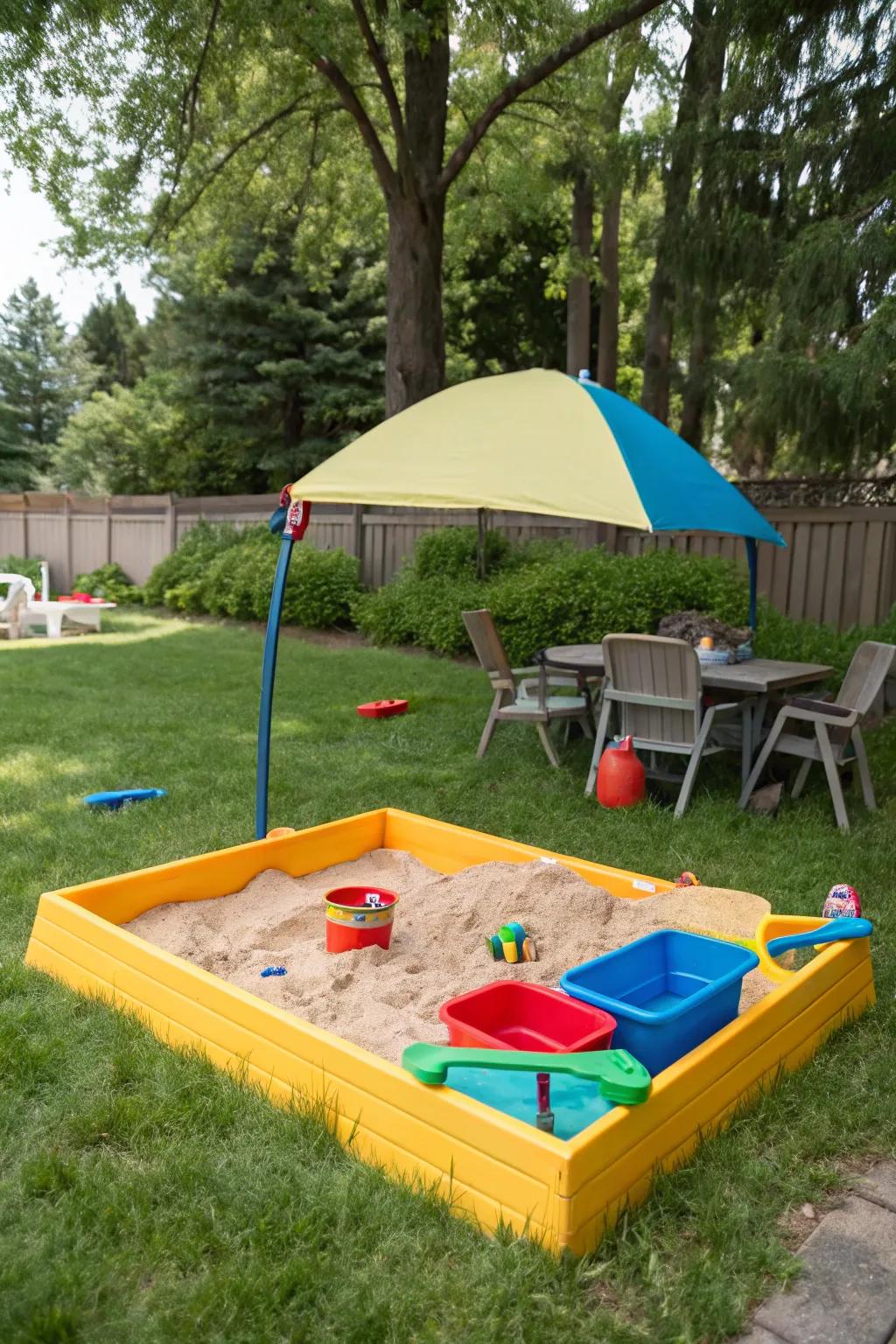 A versatile pop-up sandbox for flexible play.