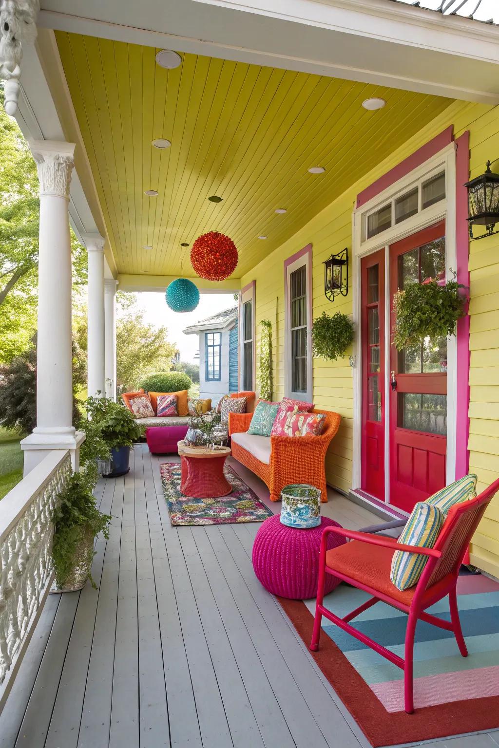 Bold colors add vibrancy and energy to your porch.