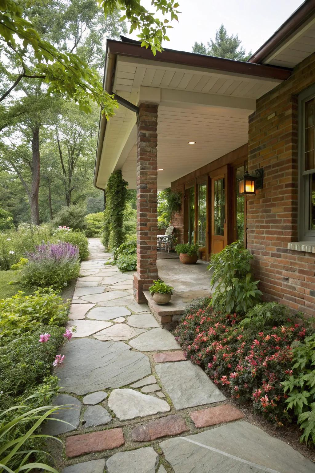Stone pathways add a classic touch to your porch.