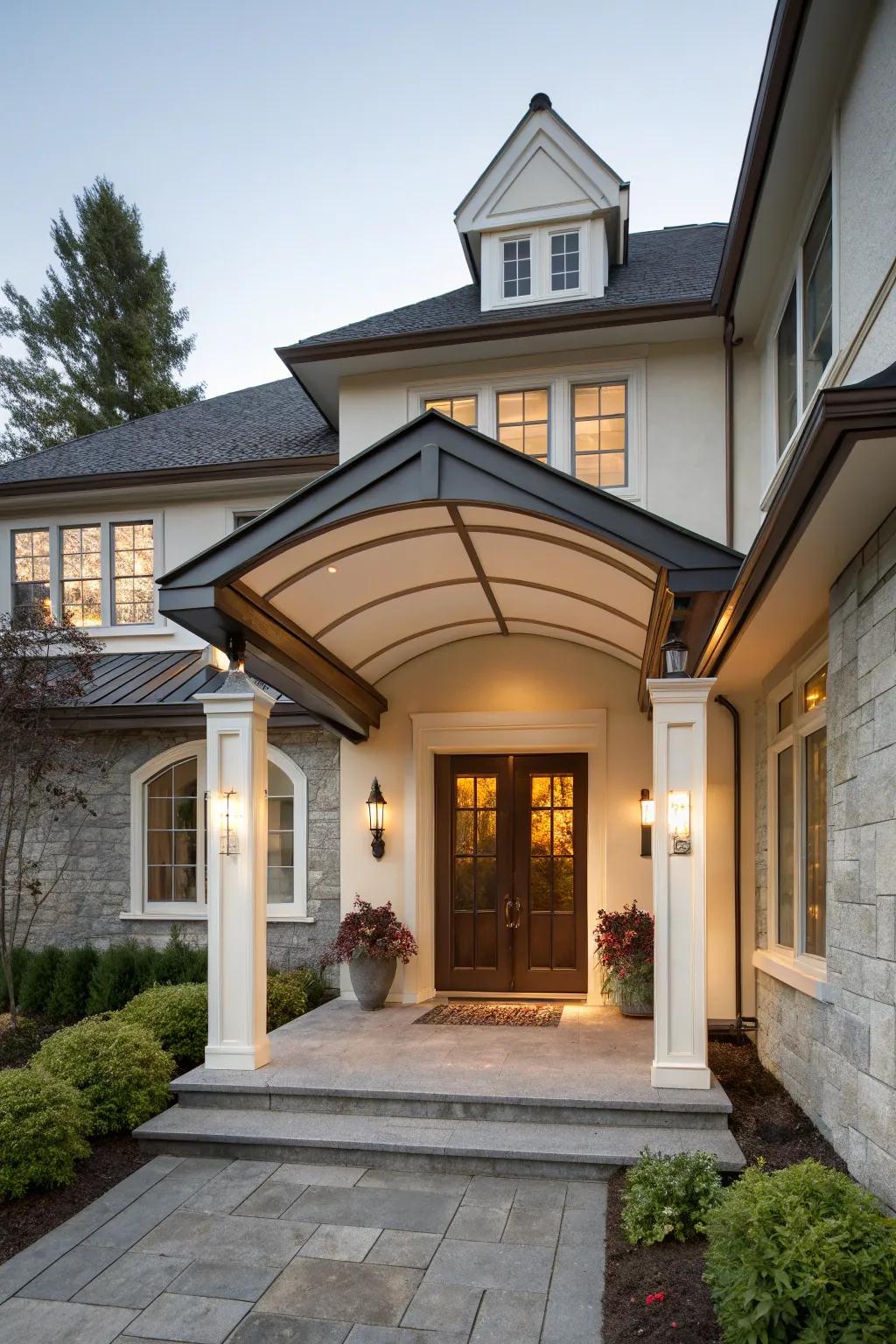 Canopy blending seamlessly with the roof.