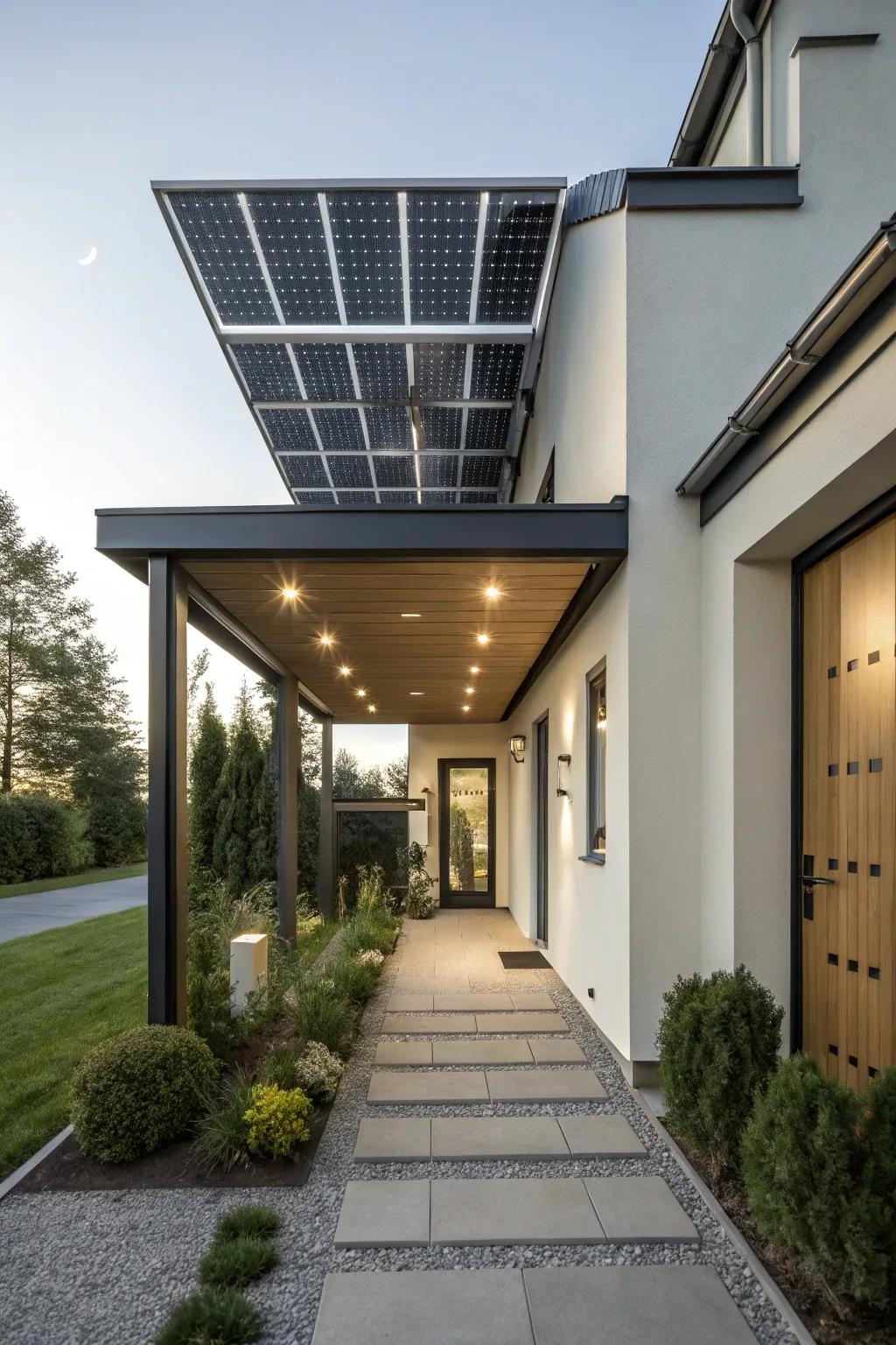 Solar-powered canopy combining style and sustainability.