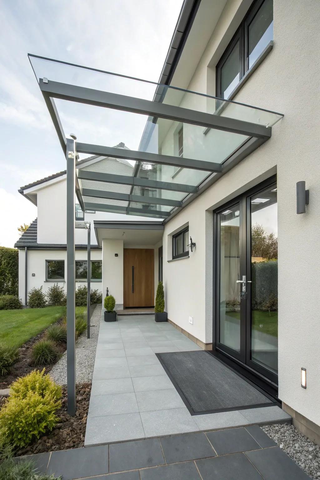 Glass panel canopy inviting natural light.