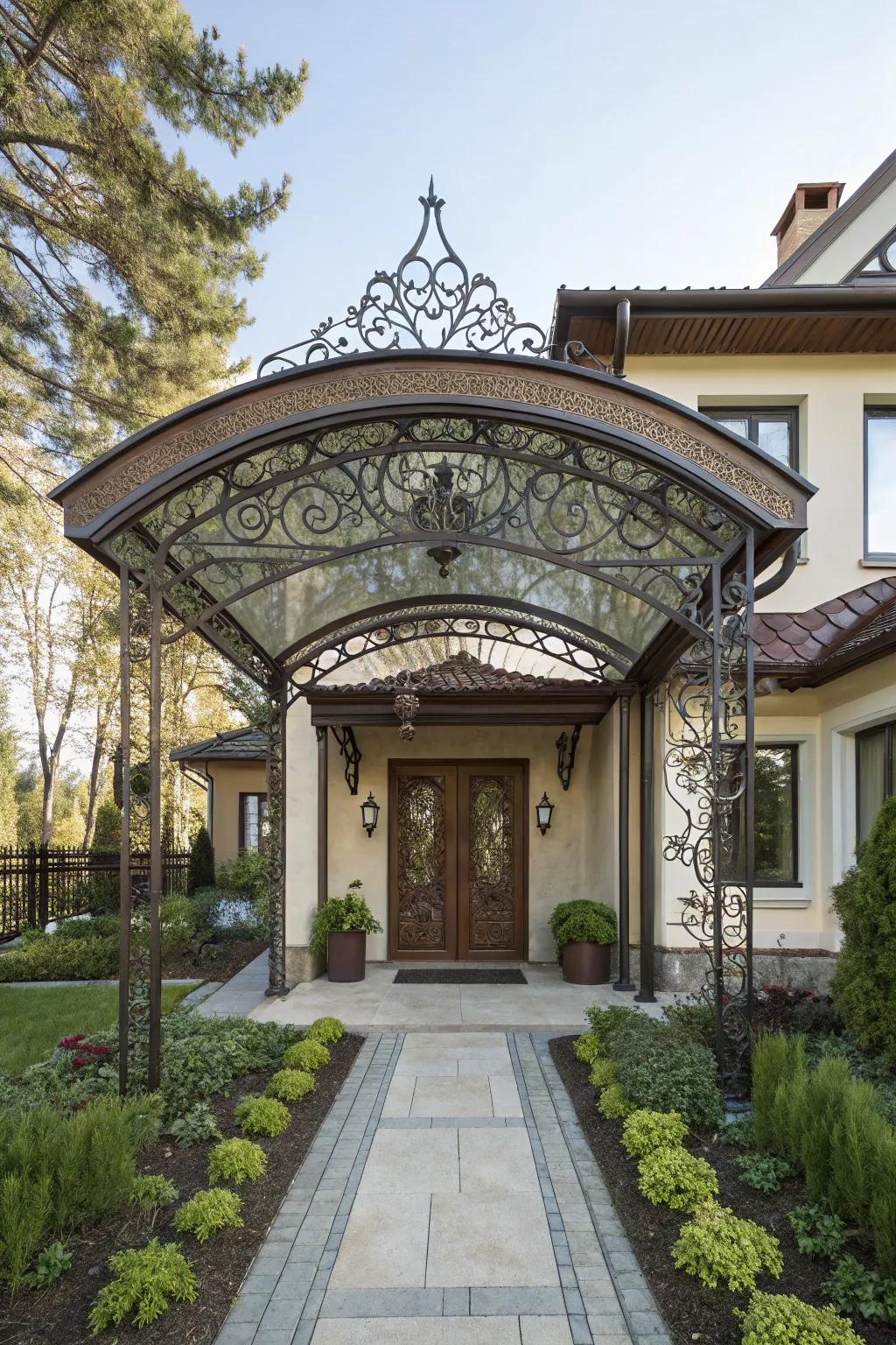 Metalwork canopy showcasing creative artistry.