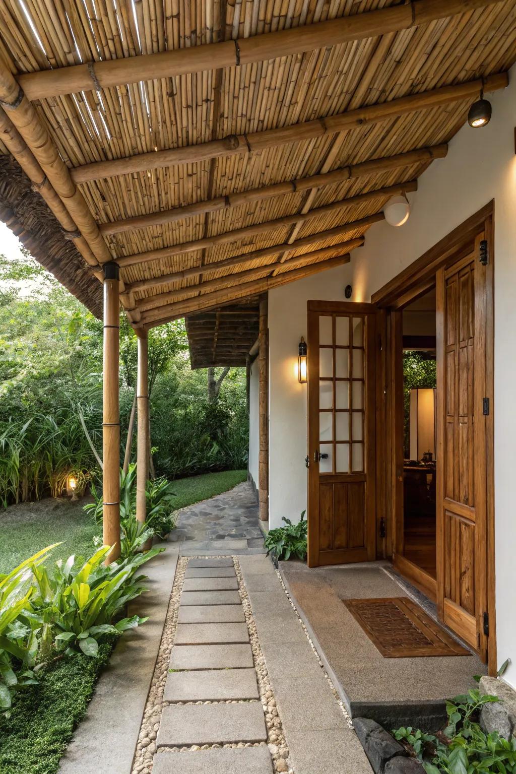 Bamboo canopy reflecting natural simplicity and elegance.