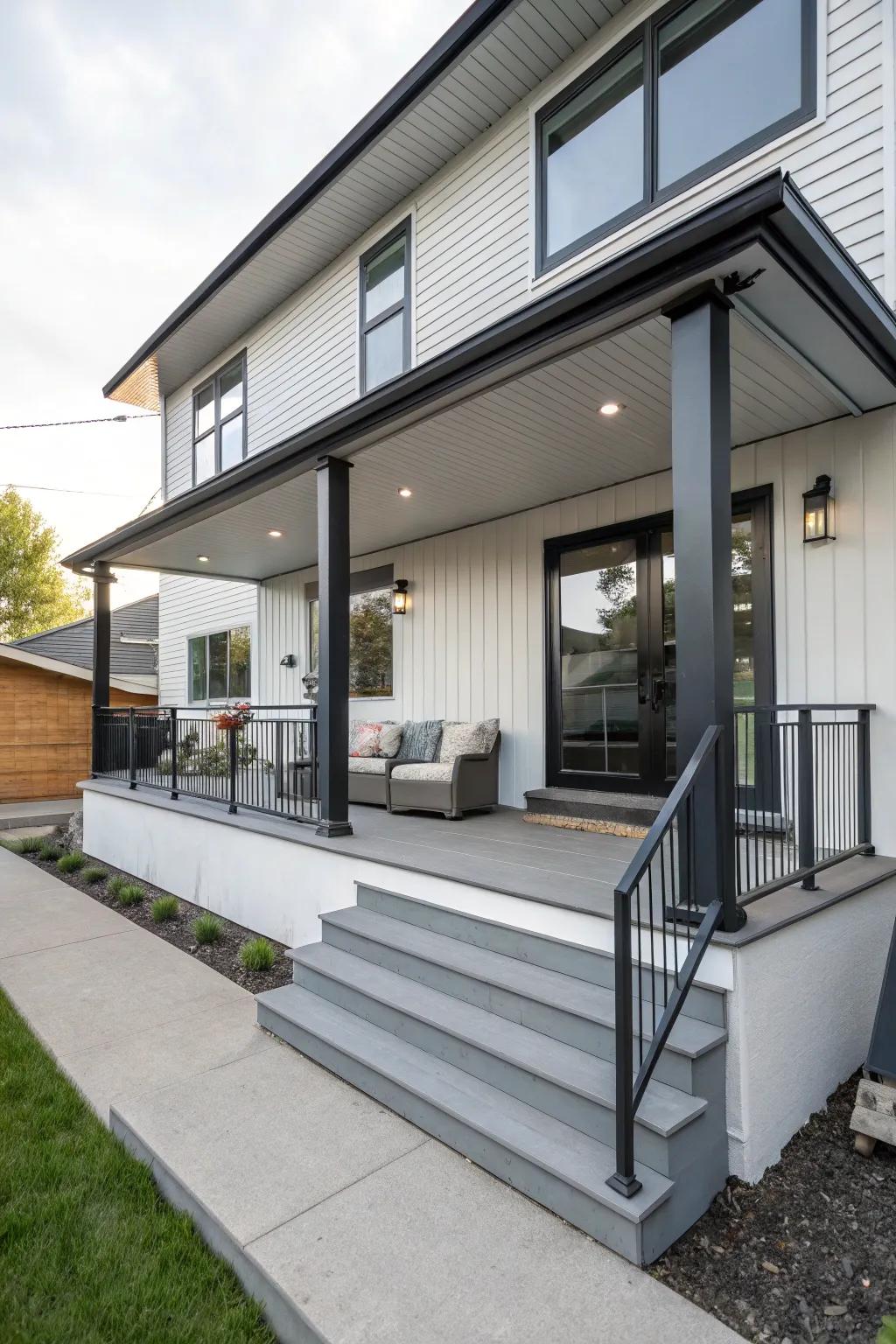 Contemporary hues on porch surfaces.