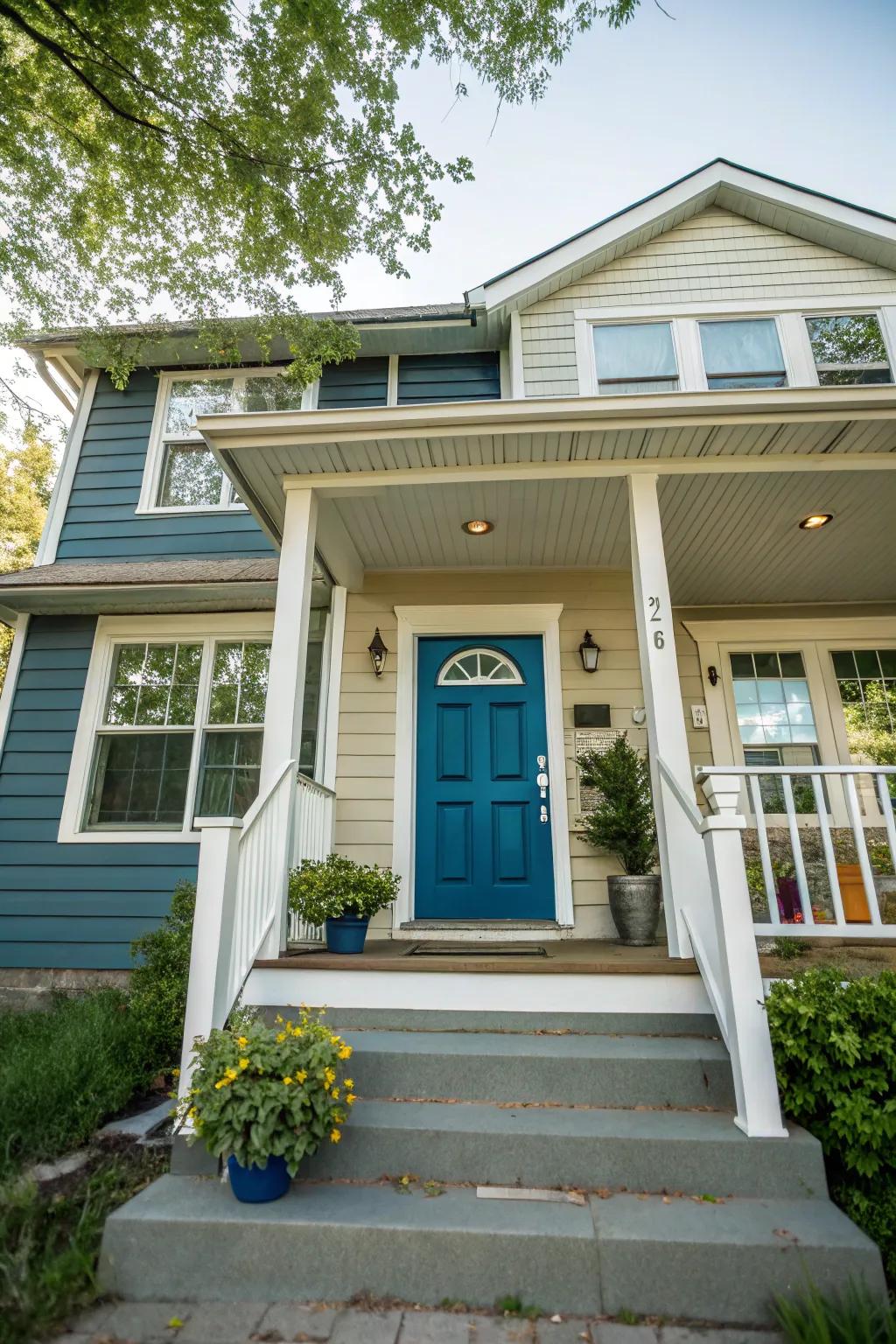 Vibrant colored door for standout entrance.