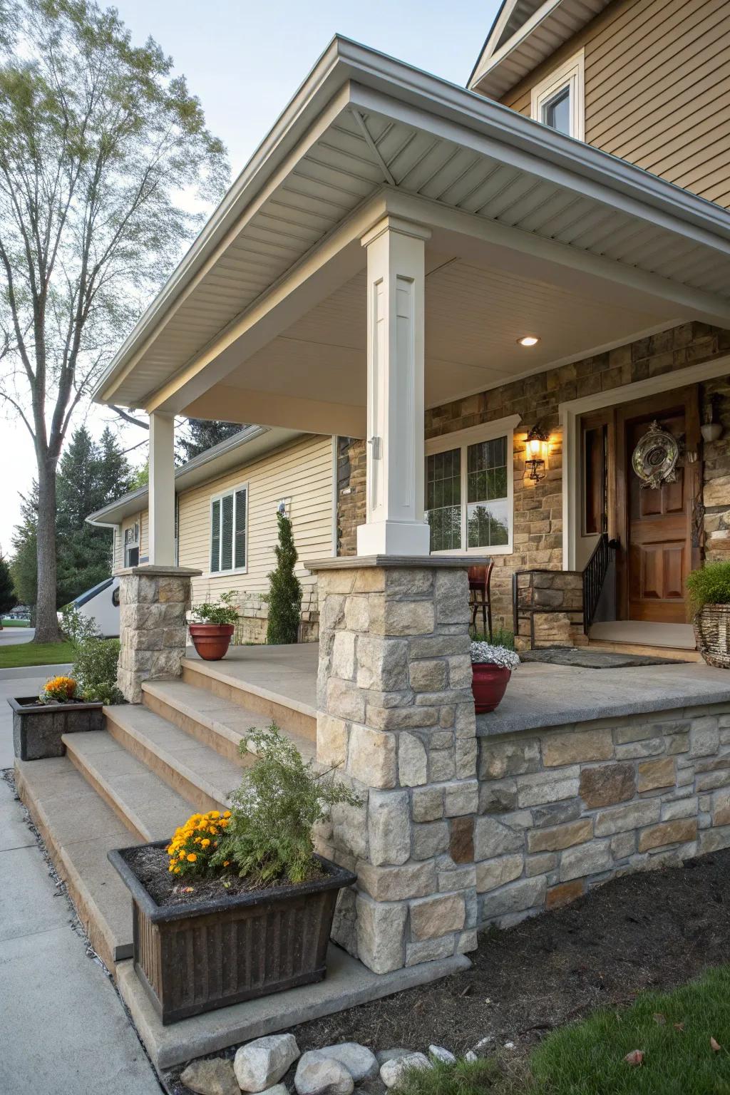 Stone accents for added texture.