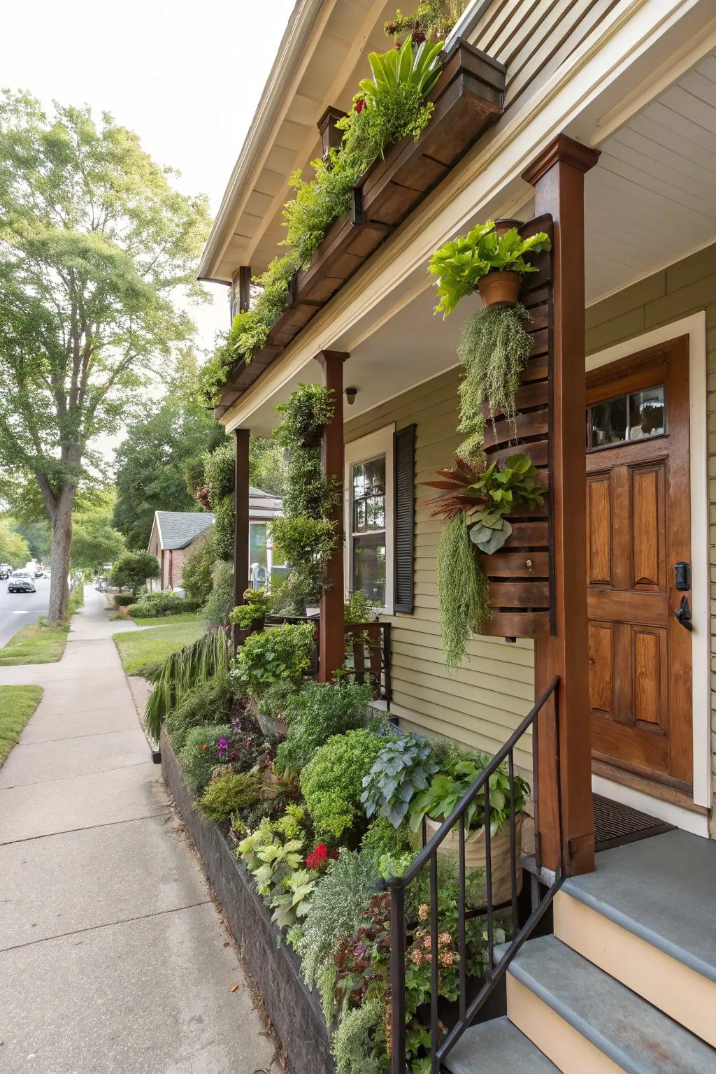 Living wall vertical garden on porch.