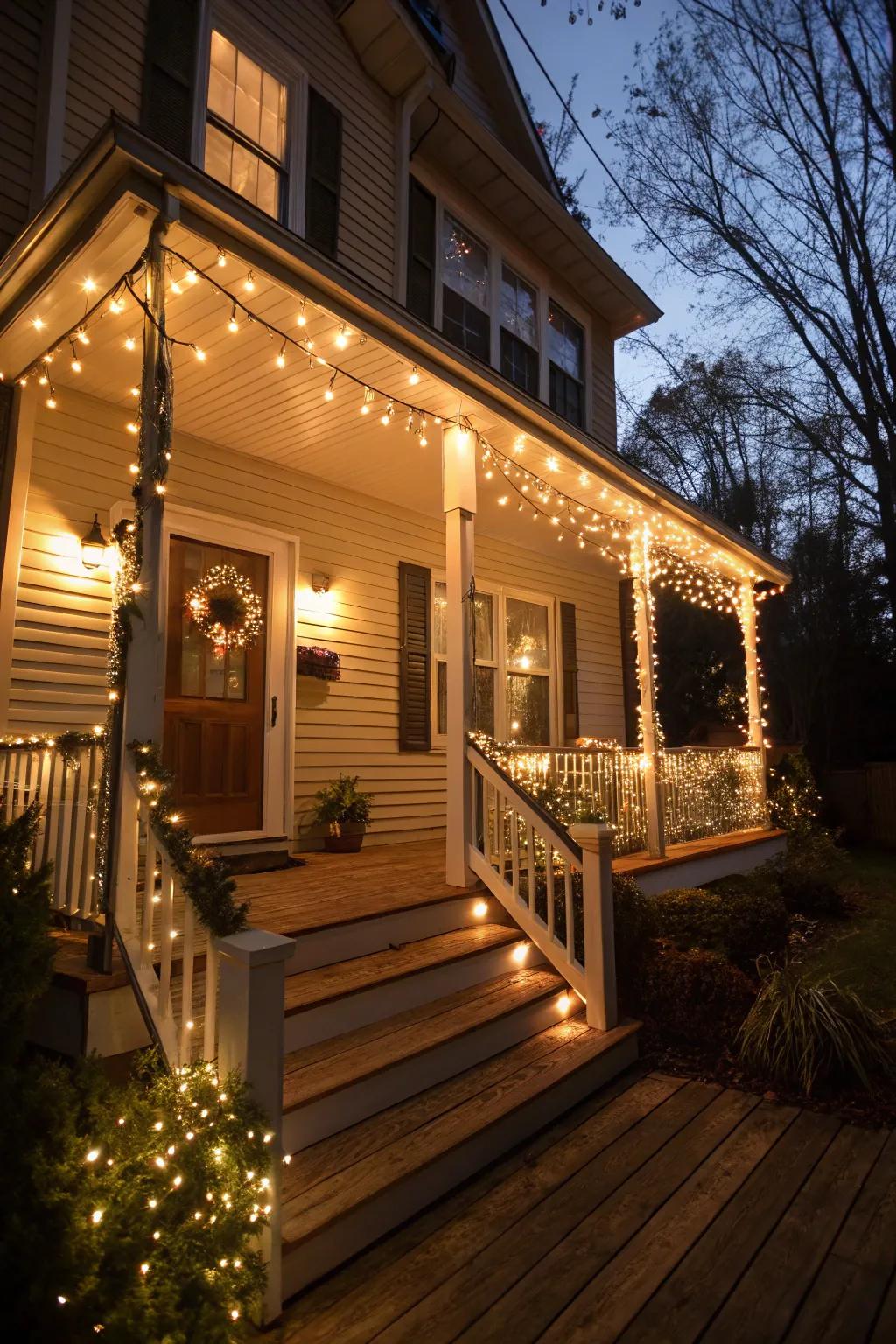 String lights creating an enchanting atmosphere.