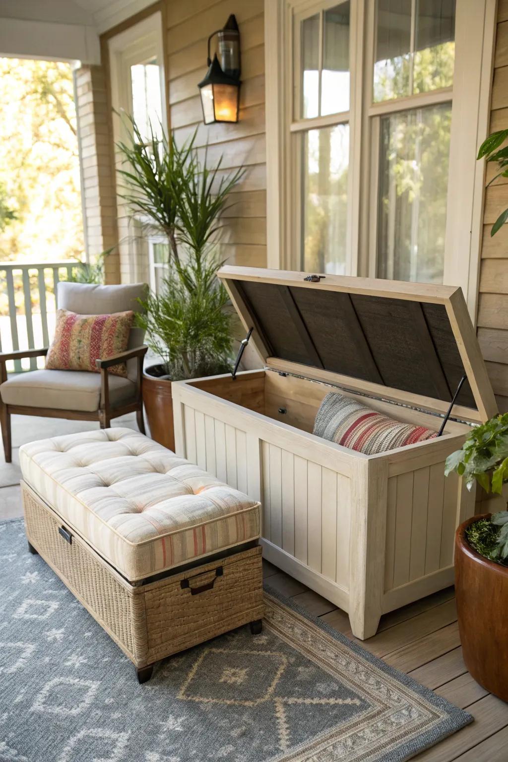 Smart multi-functional furniture blending seating and storage.