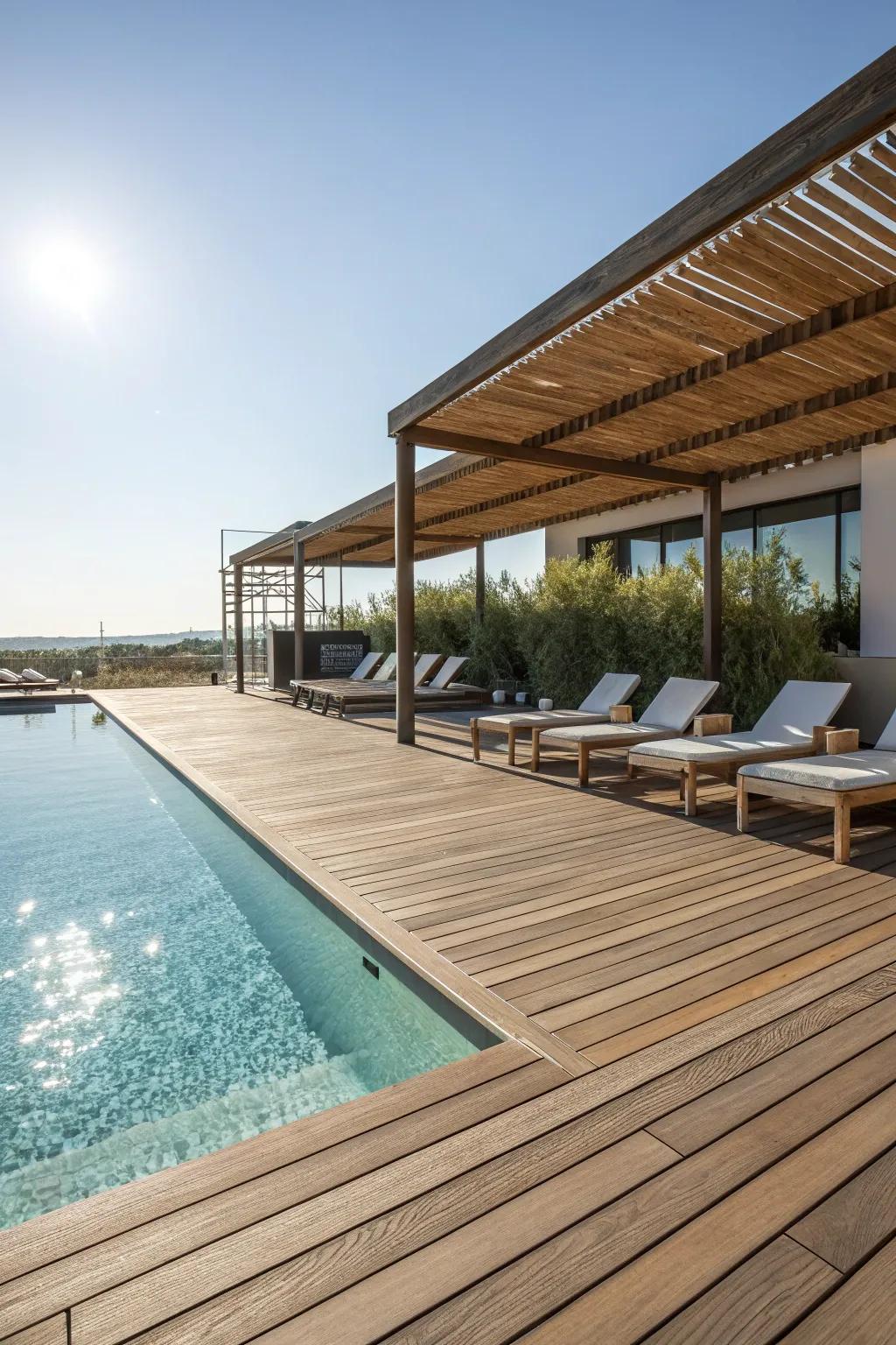 Light oak decking adds brightness and serenity.