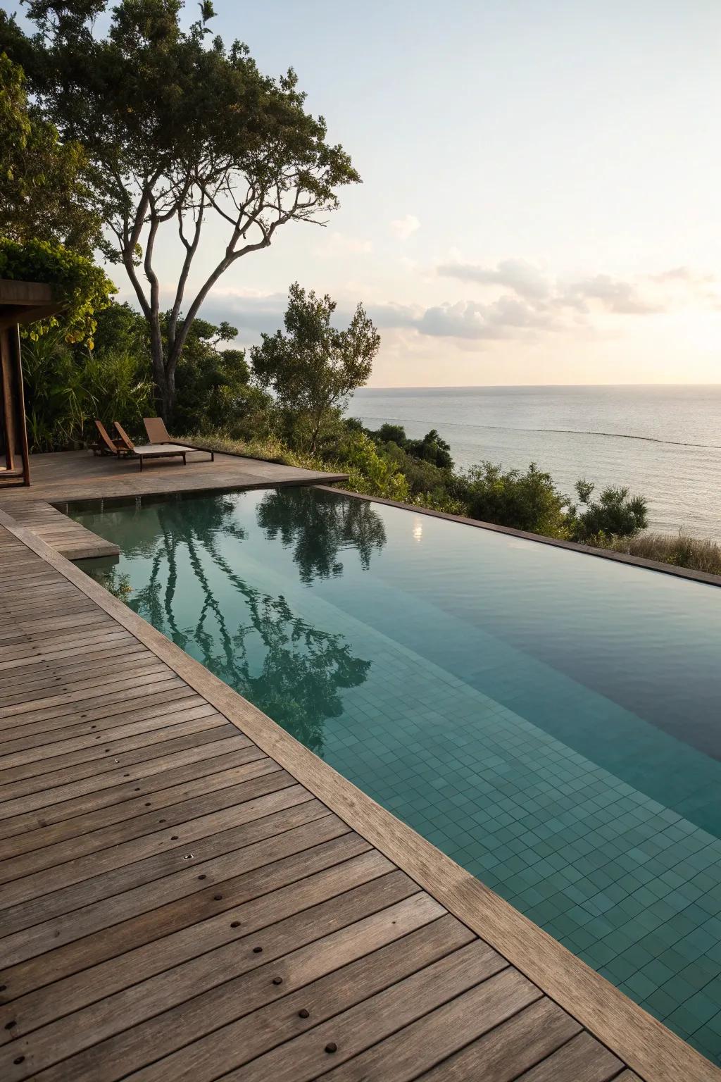 Infinity edges create a seamless pool-to-deck transition.