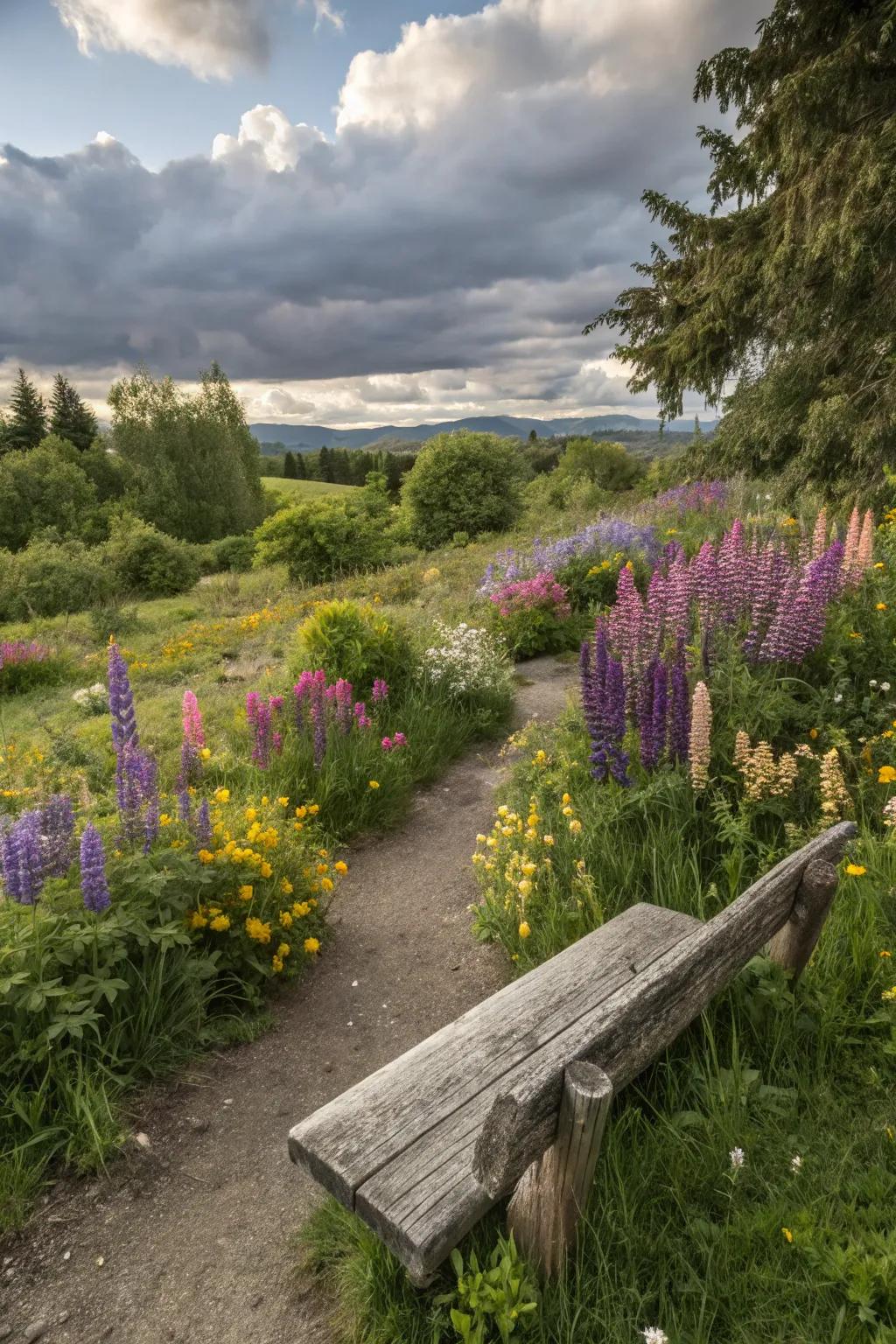 Bring rustic charm to your garden with a tree trunk bench.