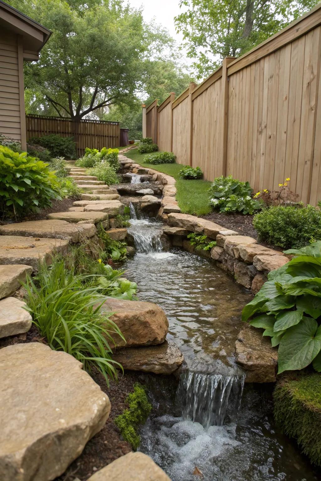 Terraced designs add depth and manage water flow effectively.