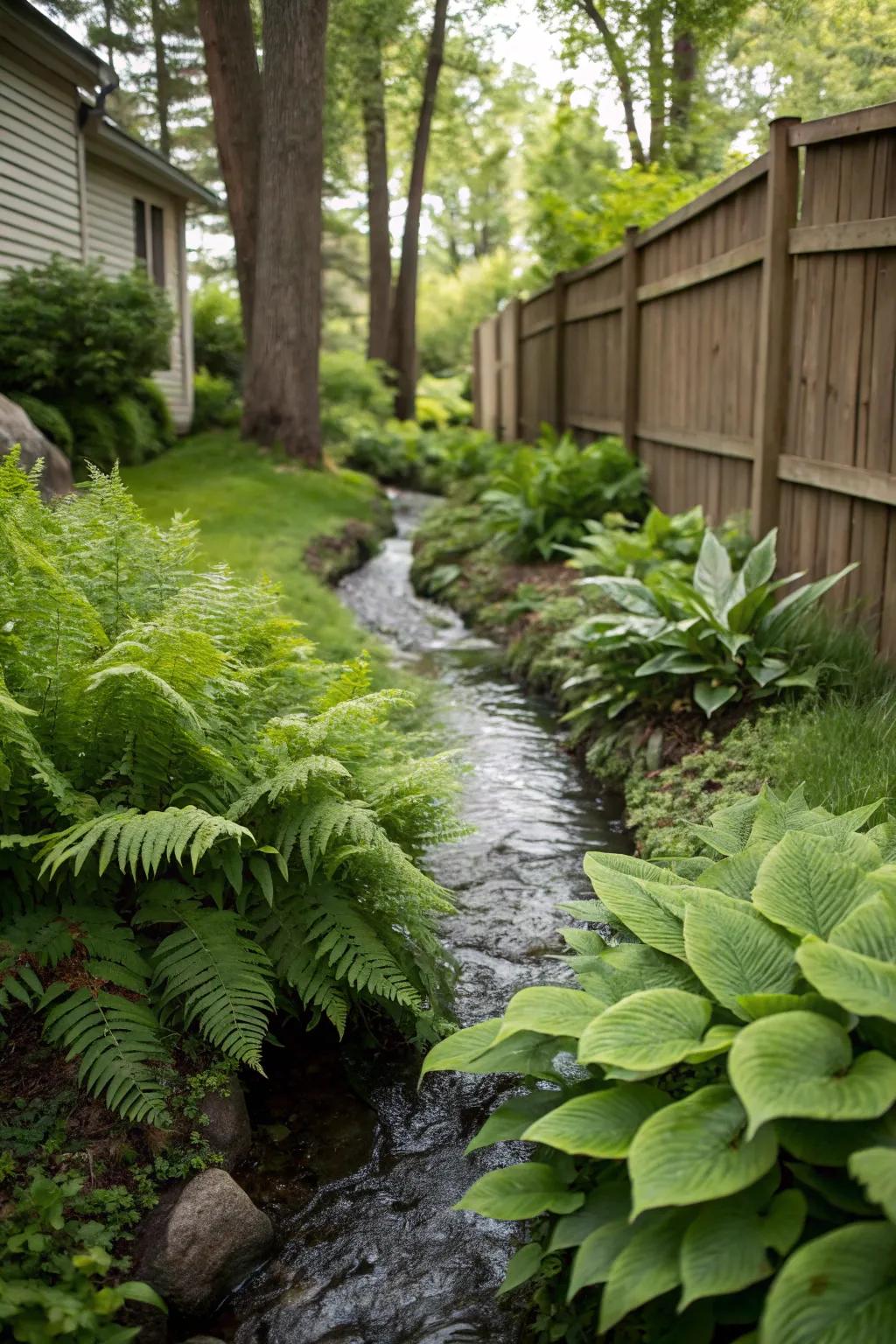 Lush vegetation creates a vibrant, garden-like atmosphere.