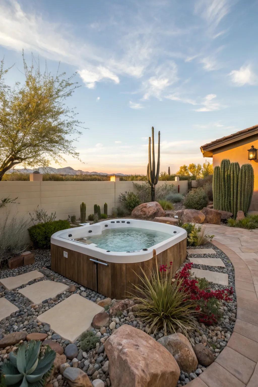 A hot tub offers ultimate relaxation and luxury.
