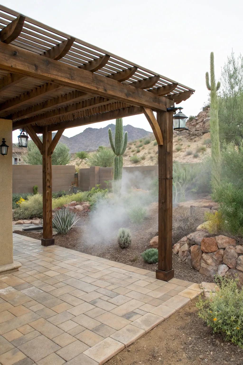 Misting systems offer cooling relief in the heat.